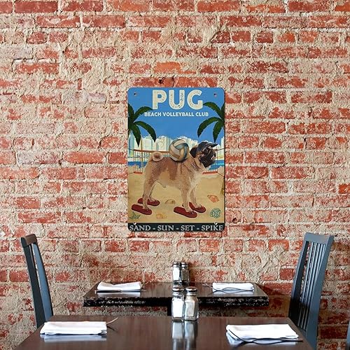 Miniatura 5 de Letrero de metal con texto en inglés "Warning Property Is Protected By An Attack Pug Dog", letrero de metal vintage para bar, pub, comedor,