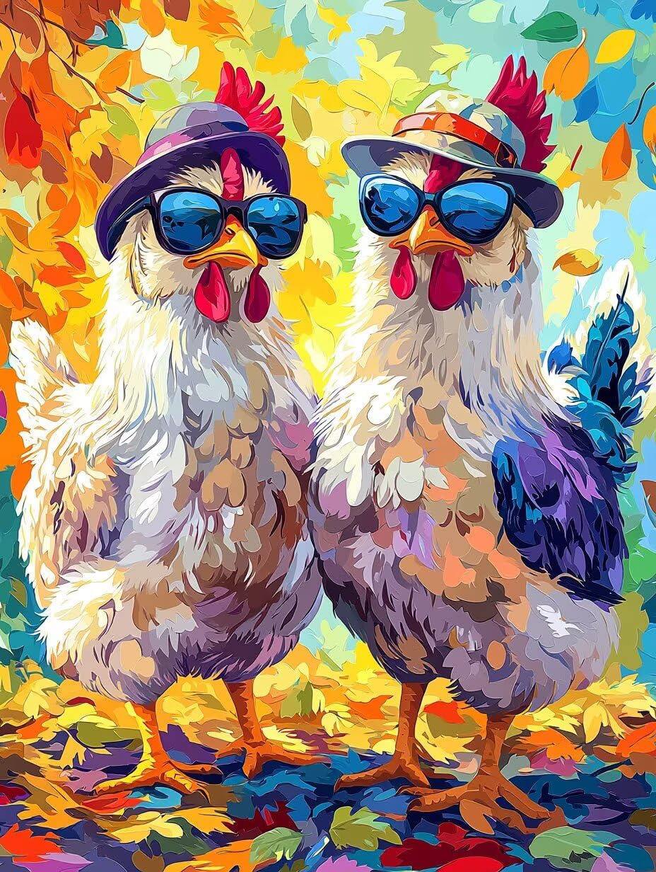 WEISHIWE Dipingere con i Numeri Adulti Gallina animale, 80x100cm s-183 | Paint by Numbers Kit con Pennelli e Acrilico Pigmento, Fai da te Olio La Pittura di Numeri Kit, Decora la Casa, senza Cornice