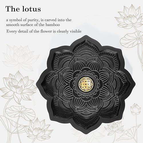 Miniatura 5 de Bandeja de cristal Lotus, quemador de incienso de madera para palo/cono, soporte para exhibición de piedras preciosas, organizador para rocas,