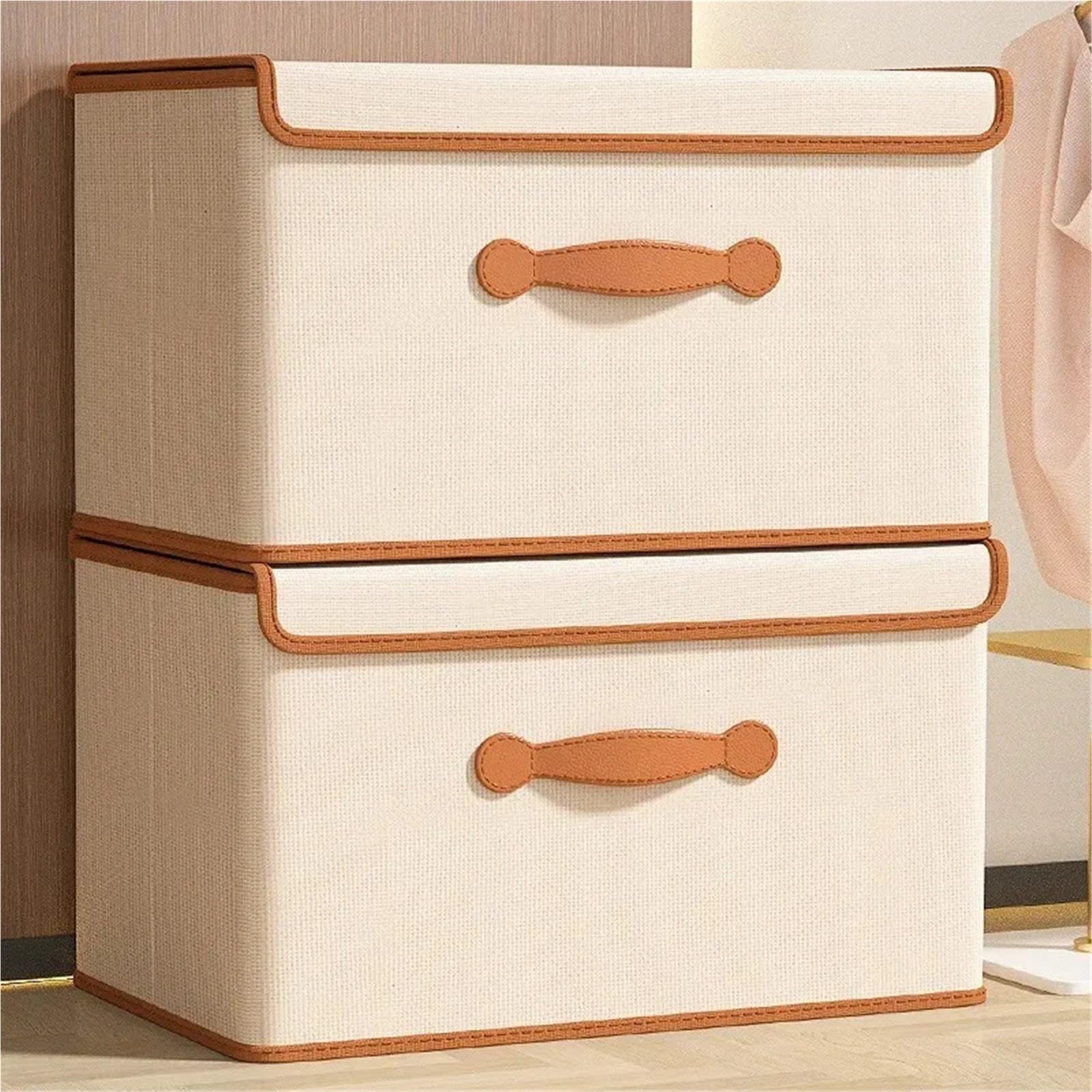 Scatola Porta Fumetti Scatola portaoggetti for vestiti con coperchio for uso domestico Scatola portaoggetti for coperte e vestiti in scatola(26L Beige)