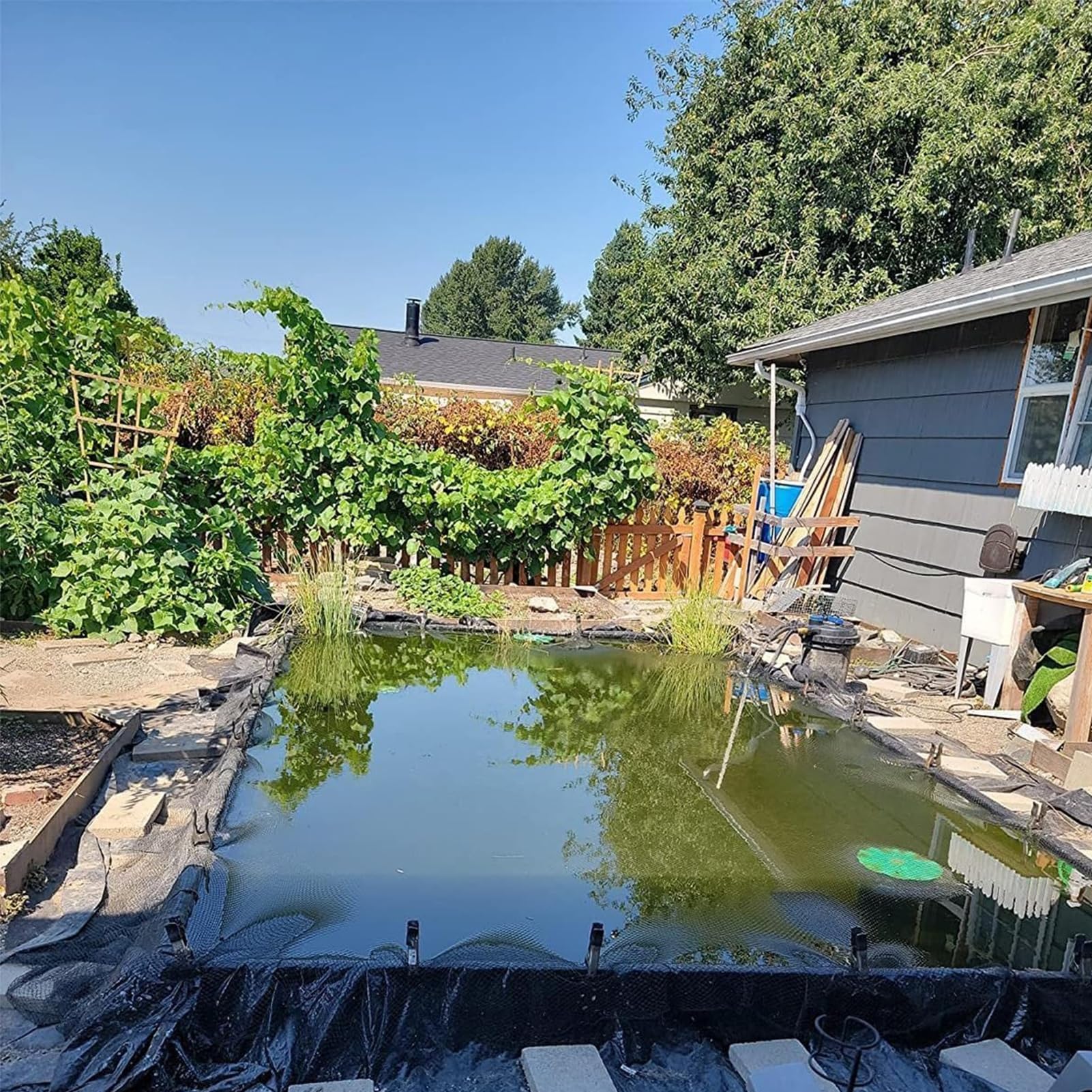 Telo impermeabile per laghetto – piccolo telo in gomma per stagni esterni, membrana preformata per laghetto da giardino, per giochi d'acqua e paesaggistica
