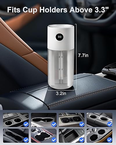 Miniatura 3 de 2025 Digital Display Car Humidifier, 3000mAh Portable Mini Rechargeable Humidifier for Car Travel Office Desktop Baby Kids Bedroom - Powerful Dual