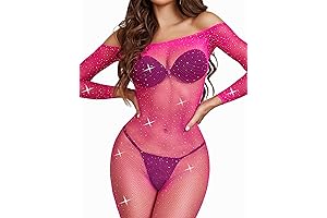 Womens Fishnet Bodystocking: Unleash Your Inner Glamour with Sparkling Rhinestone Tights
