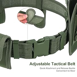 abcGoodefg Modular Equipment System Security Utility Tactical Duty Belt with Components Pouches Bags Holster Gear for Law Enforcement Guard Security Hunting (6 PCS, Army green)
