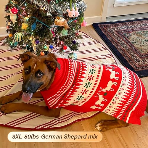 Miniatura 10 de KYEESE Suéter de Navidad para perros pequeños con agujero para la correa, reno, ropa de punto para perro, cuello alto, ropa de vacaciones, reno, M