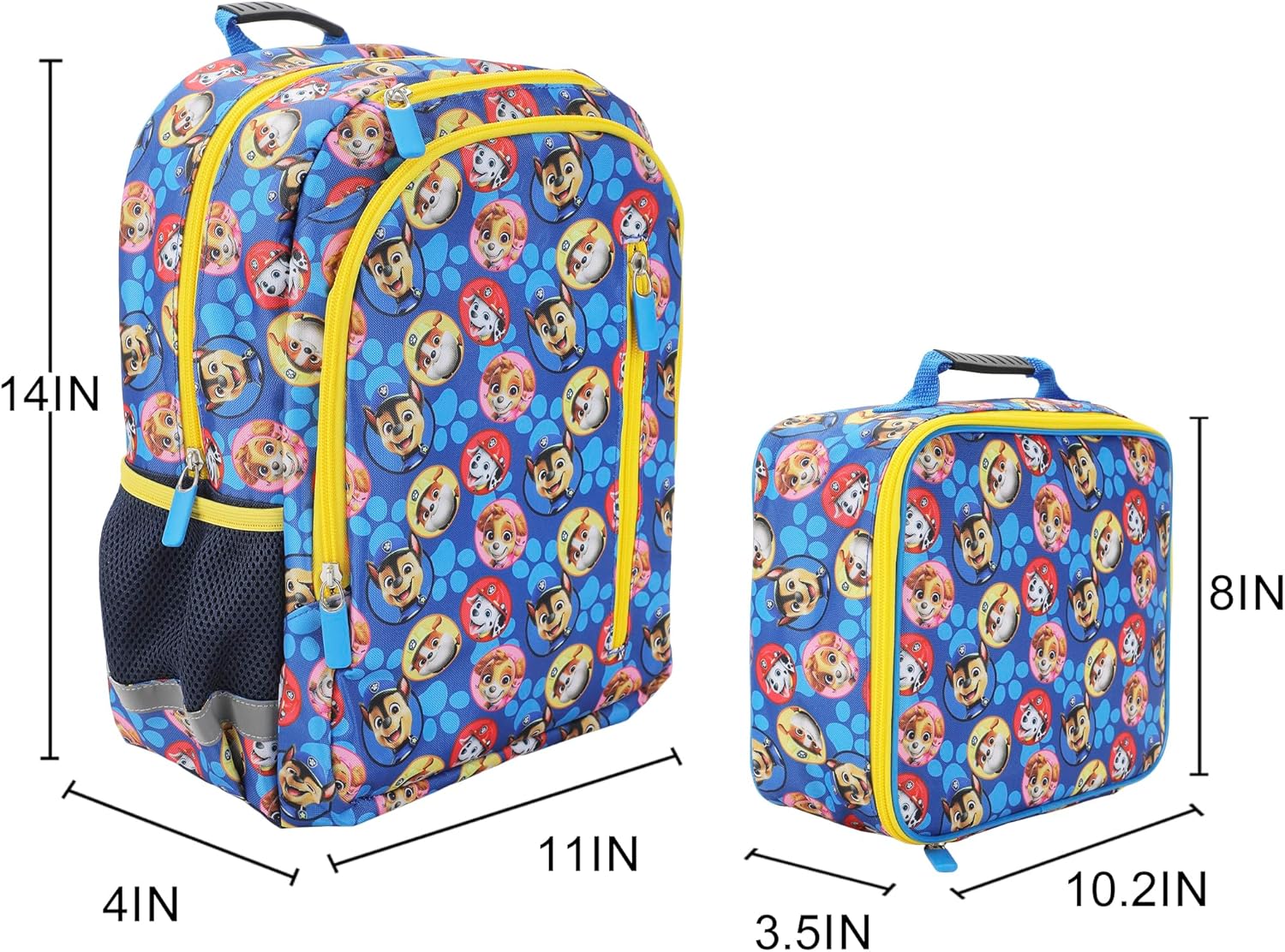 Bioworld Paw Patrol Favorite Characters 2-Piece 14" Toddler Backpack & Lunch Kit Set For Toddler Boys School And Travel