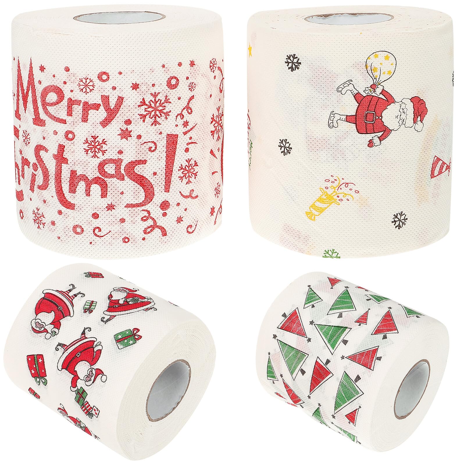 Papel higiénico navideño Toyvian de 4 rollos con estampado decorativo para aseos y hogar