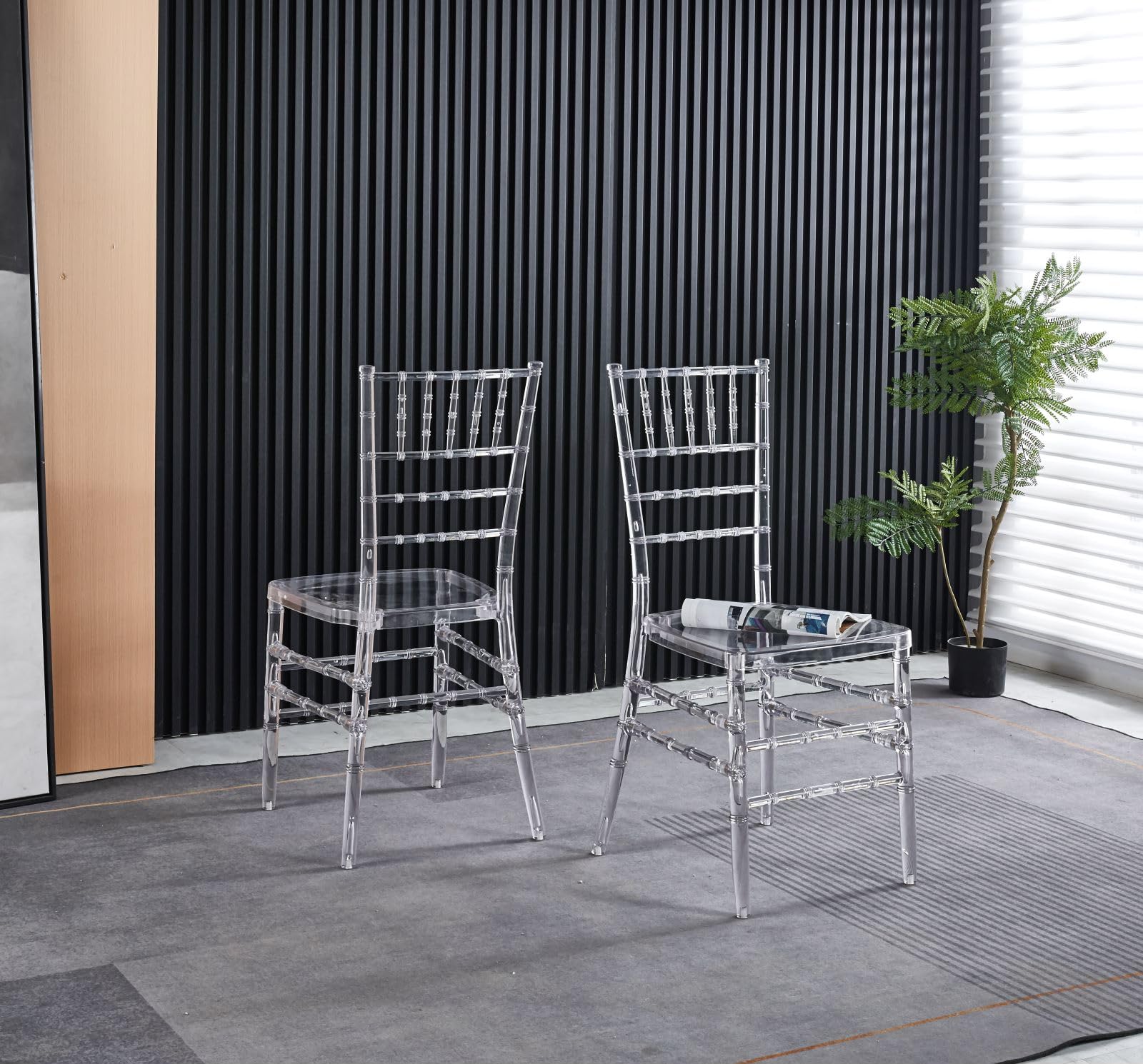 Clear Acrylic Chiavari Chairs, Modern Dining Chairs Set of 2, Accent Event Ghost Chairs for Wedding Party Event Reception