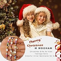 Vista 2 de M MOOHAM Collares coloridos con iniciales para mujer, gargantilla de perlas para mujer, colorido, letra personalizada, regalos de cumpleaños
