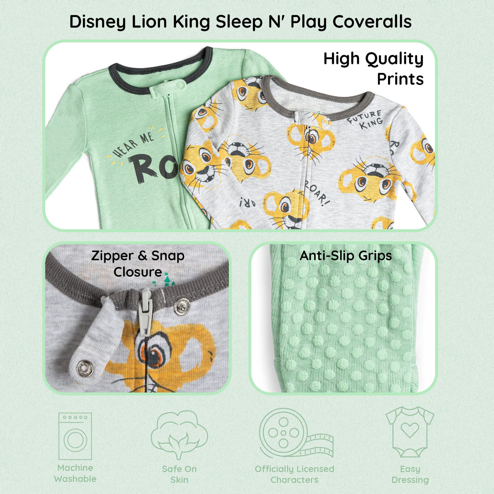 Disney Winnie the Pooh Lion King Monsters Inc. Pixar Toy Story Baby 2 Pack Sleep N' Play tute neonato a bambino