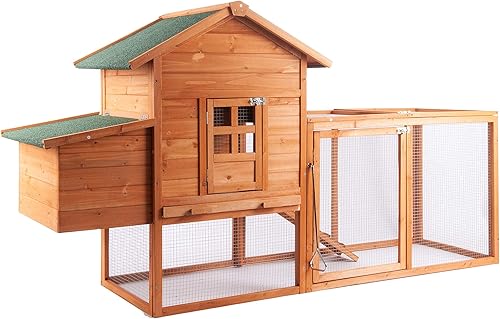 GOJOOASIS Gallinero de 80 pulgadas para 2-4 pollos, gallinero de madera al aire libre, gallinero para aves de corral para mascotas, para patio