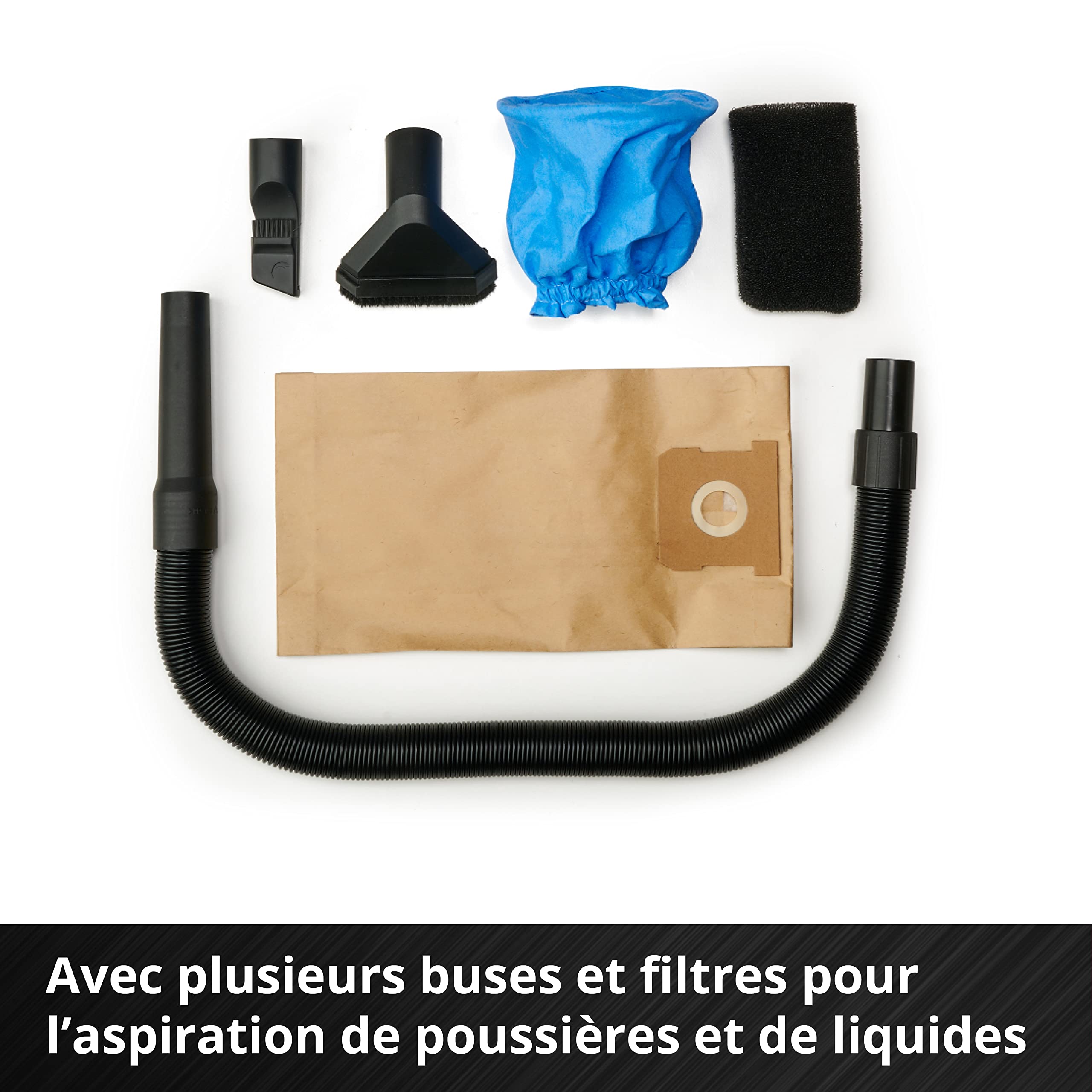 Einhell Aspirateur eaux et poussières sans Fil Te-VC 18/10 Li-Solo Power X-Change (18 V, cuve 10 litres, Tuyau 2 m, buse rainures/Brosse + buse Universelle/Tissus d’ameublement, sans Batterie)