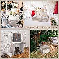 Vista 6 de Sieral Soporte cuadrado de madera encalada, 3 unidades, estilo caja, soporte para tartas, para cupcakes, aperitivos, postres, rústico, soporte