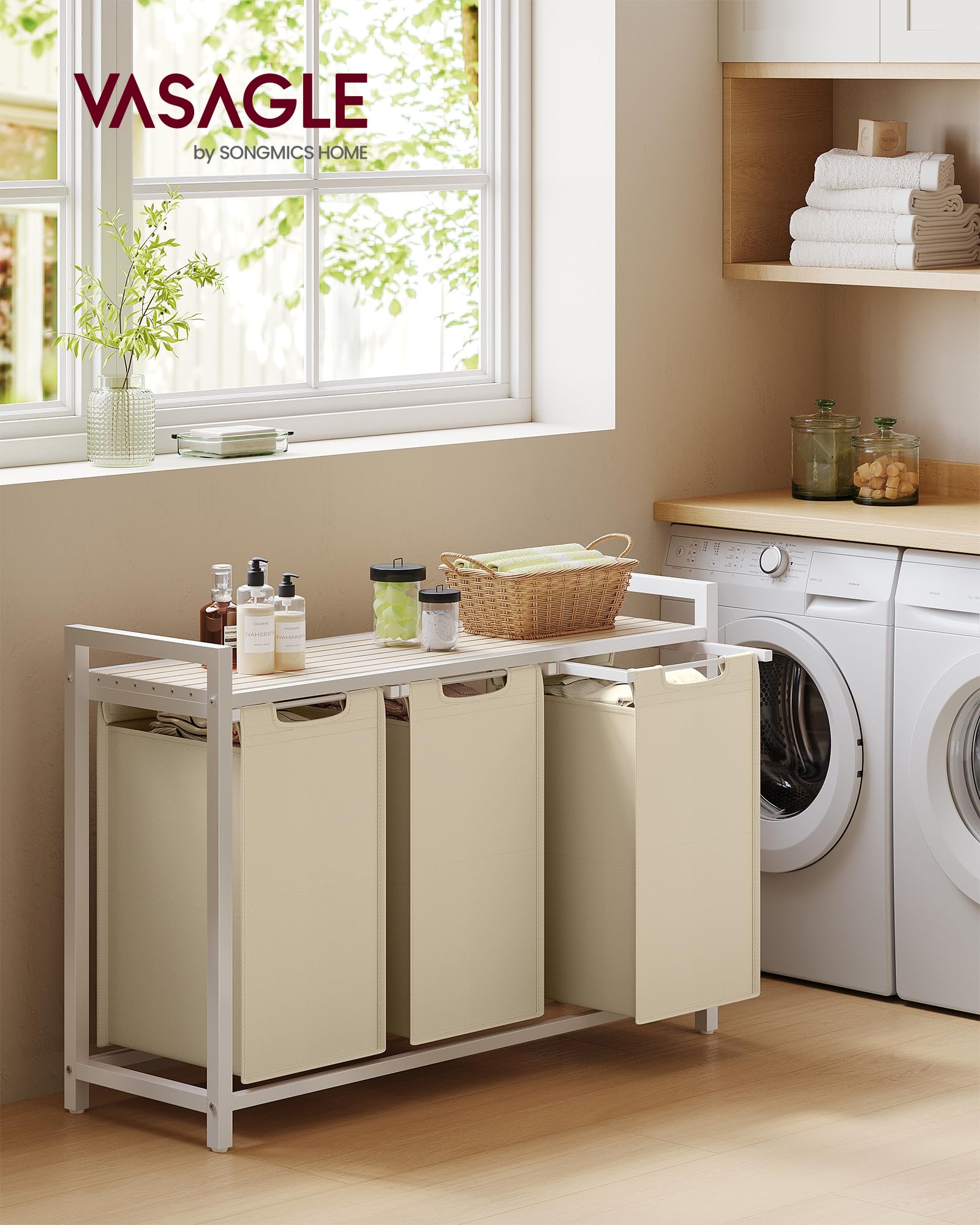 Vasagle Wäschekorb 3 Fächer 120 L – Bild 2