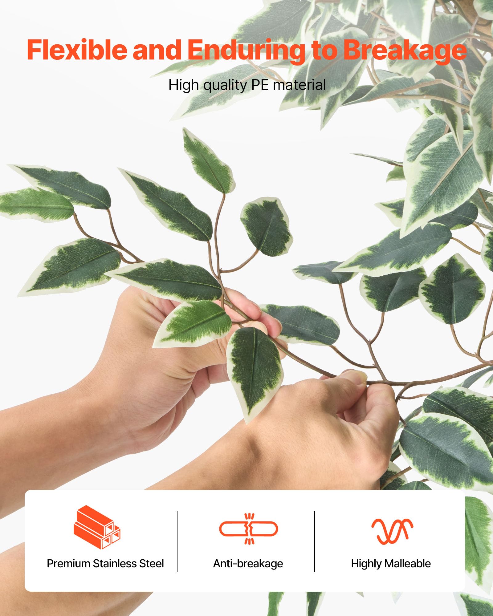 VEVOR 150 cm Albero di Ficus Artificiale con Vaso Nero, Albero Finto Alto con Tronco in Legno Naturale e Foglie e Frutti Verdi Realistici, Pianta Artificiale da Interno per Casa, Ufficio, Soggiorno