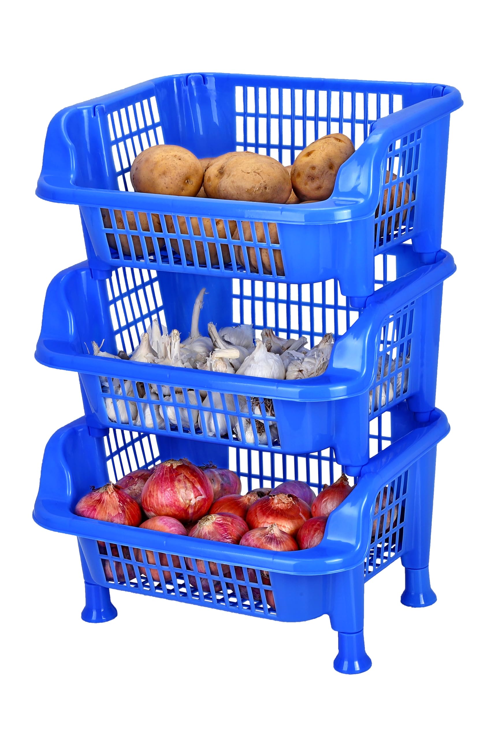 Kitchenetic Plastic 3 Layer Vegetable | Fruit | Multipurpose Storage Rack For Kitchen, Home, Office Daily Use | Onion, Potatao Stand (Blue) (B0DB5S9F3B) Amazon Price History, Amazon Price Tracker