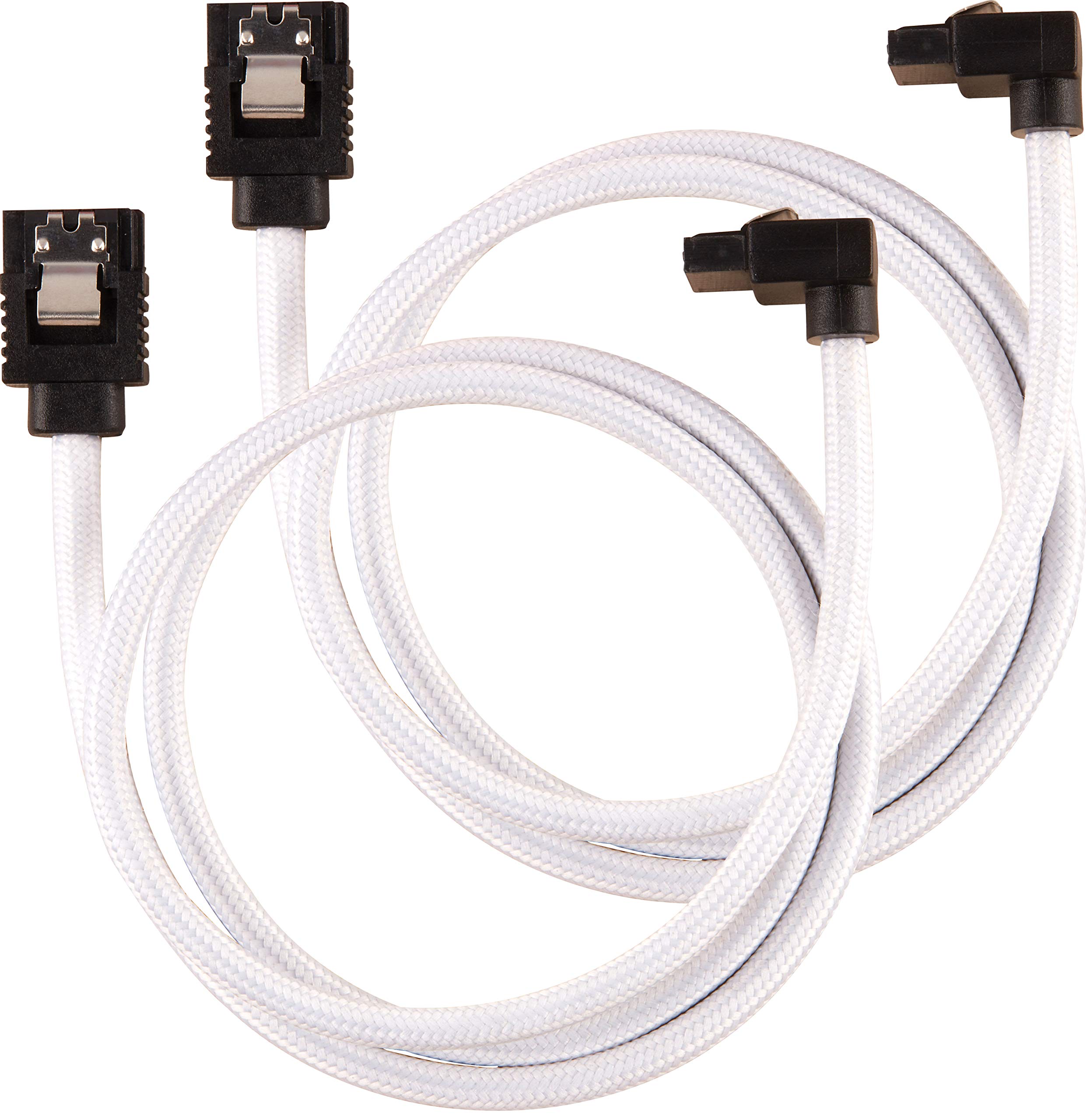 Corsair Corsair Premium Sleeved SATA Cable - SATA 6Gbps 60cm, 90° Connector, White