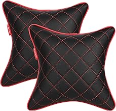 AUTOFIT Premium Black and Red Double Quilted Car Cushion Set of 2 Universal for All Cars