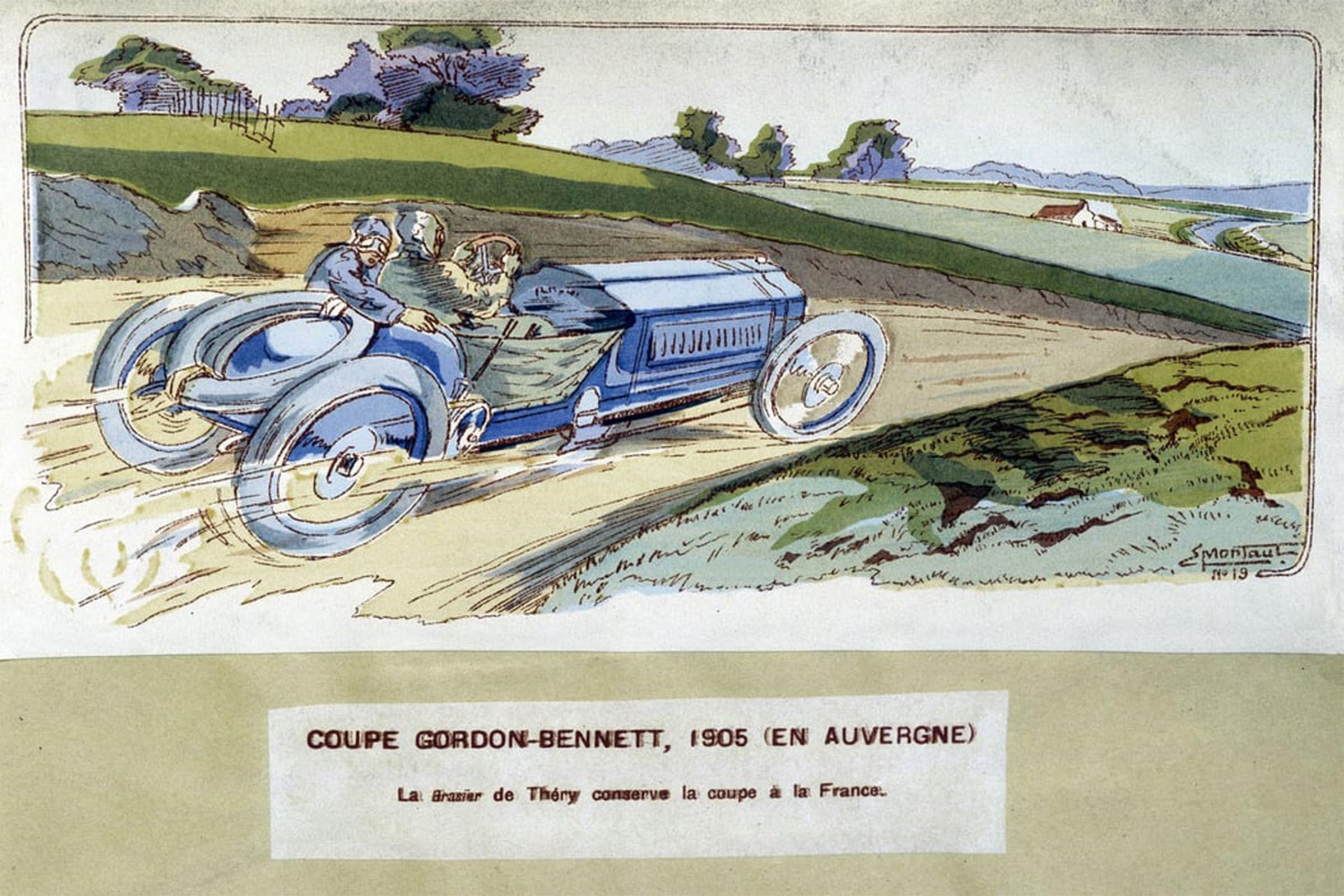 SERENDIPITP Vintage Picture Print on Canvas Wall Art Poster Racing the Gordon Bennett Cup in by Ernest Montaut Artwork Print Poster for Wall Decor 60x90cm