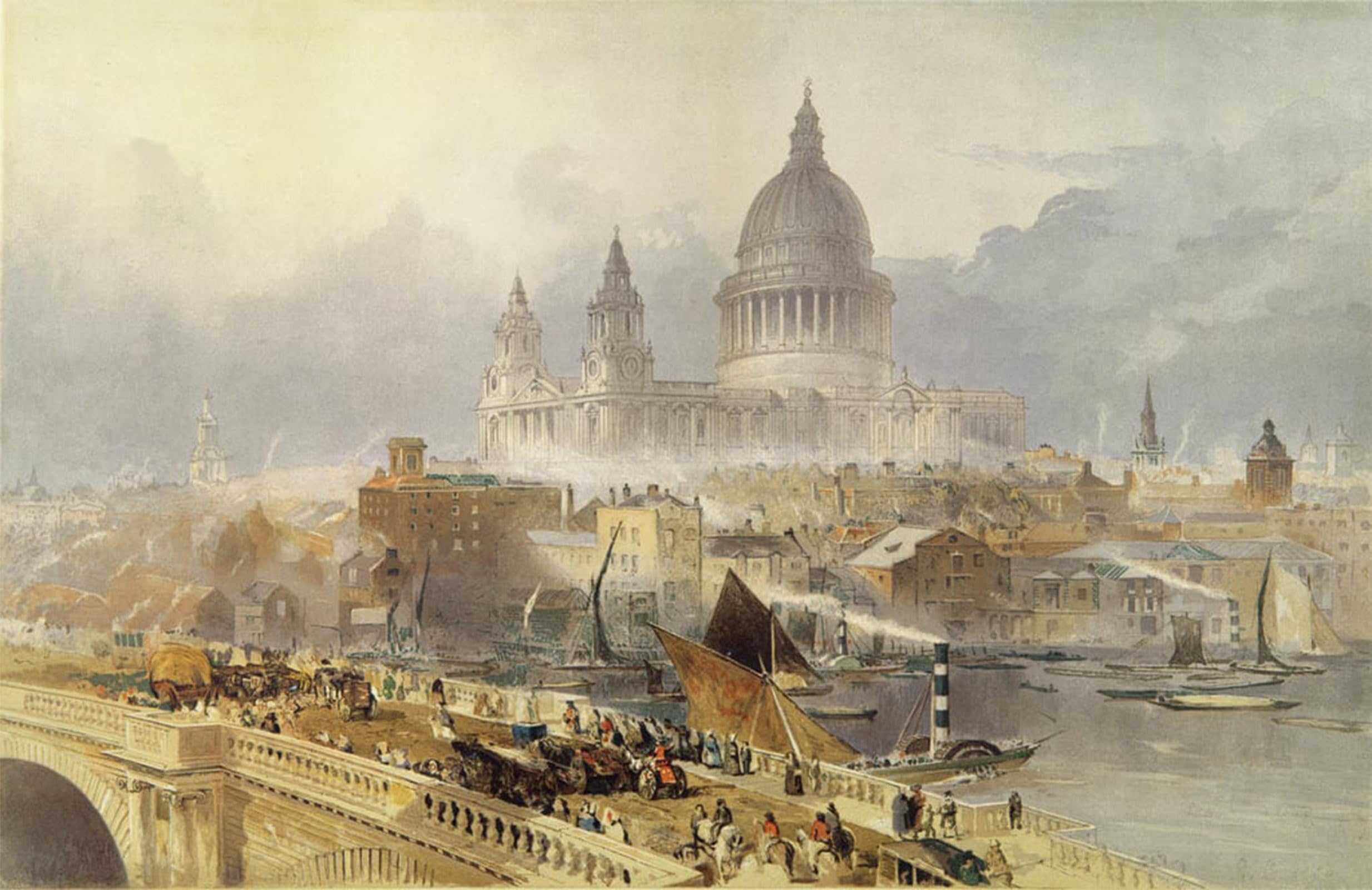 SERENDIPITP Retro Picture Poster Wall Art Pictures Painting St. Paul's Cathedral by David Roberts Wall Art Canvas Print for Wall Decor 60x90cm