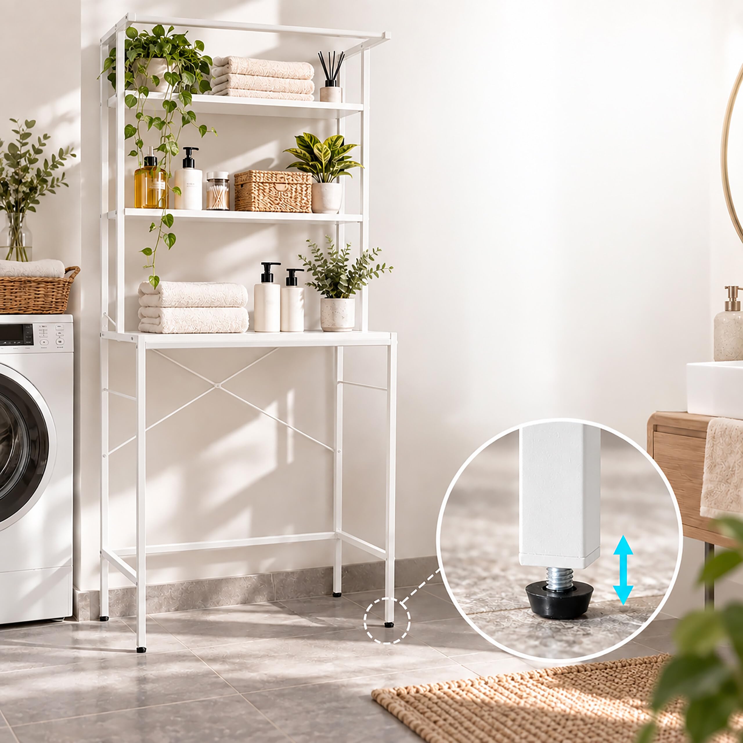 Relaxdays Scaffale per lavatrice, bianco