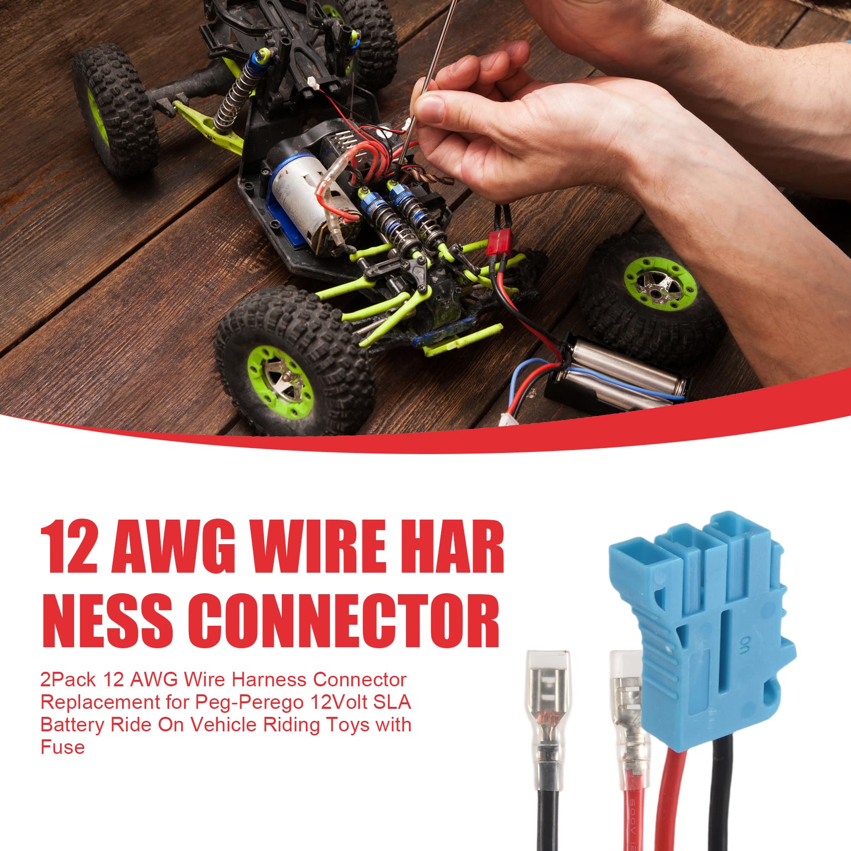 Nagoyuki Sostituzione del Connettore del Cablaggio 12 AWG Compatibile con I Giocattoli da con Batteria Peg-Perego 12V SLA