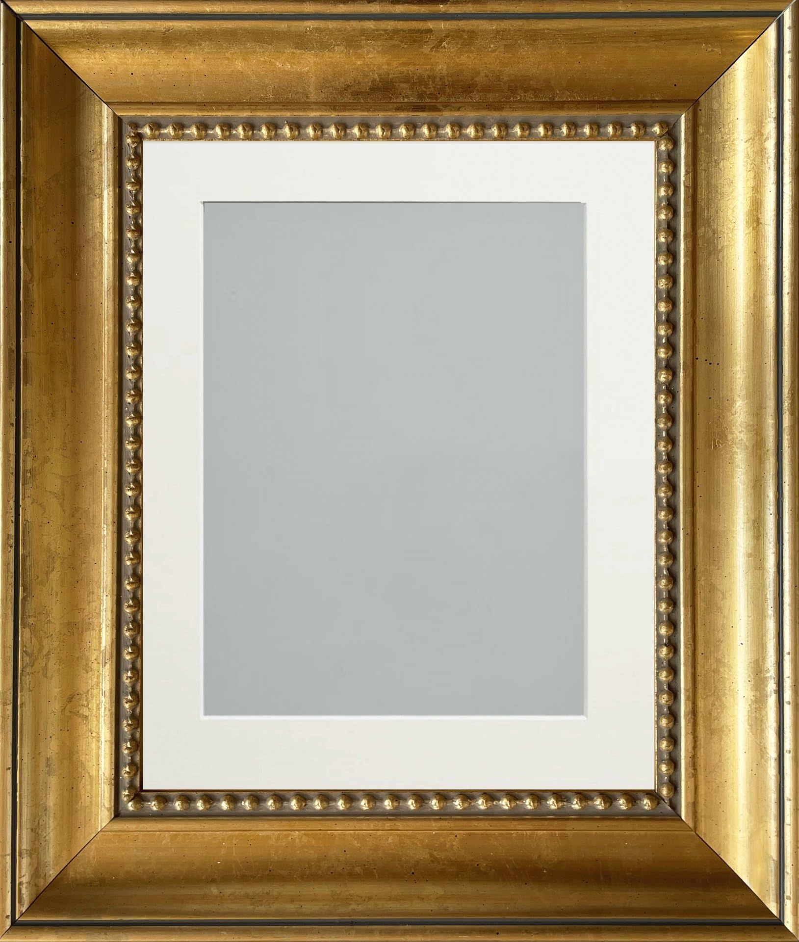 Frame Company White Litchfield Gold Ornate Beaded Decorative Wooden 14X11 Inch Frame With Mount For Image A4 *Choice Of Sizes*
