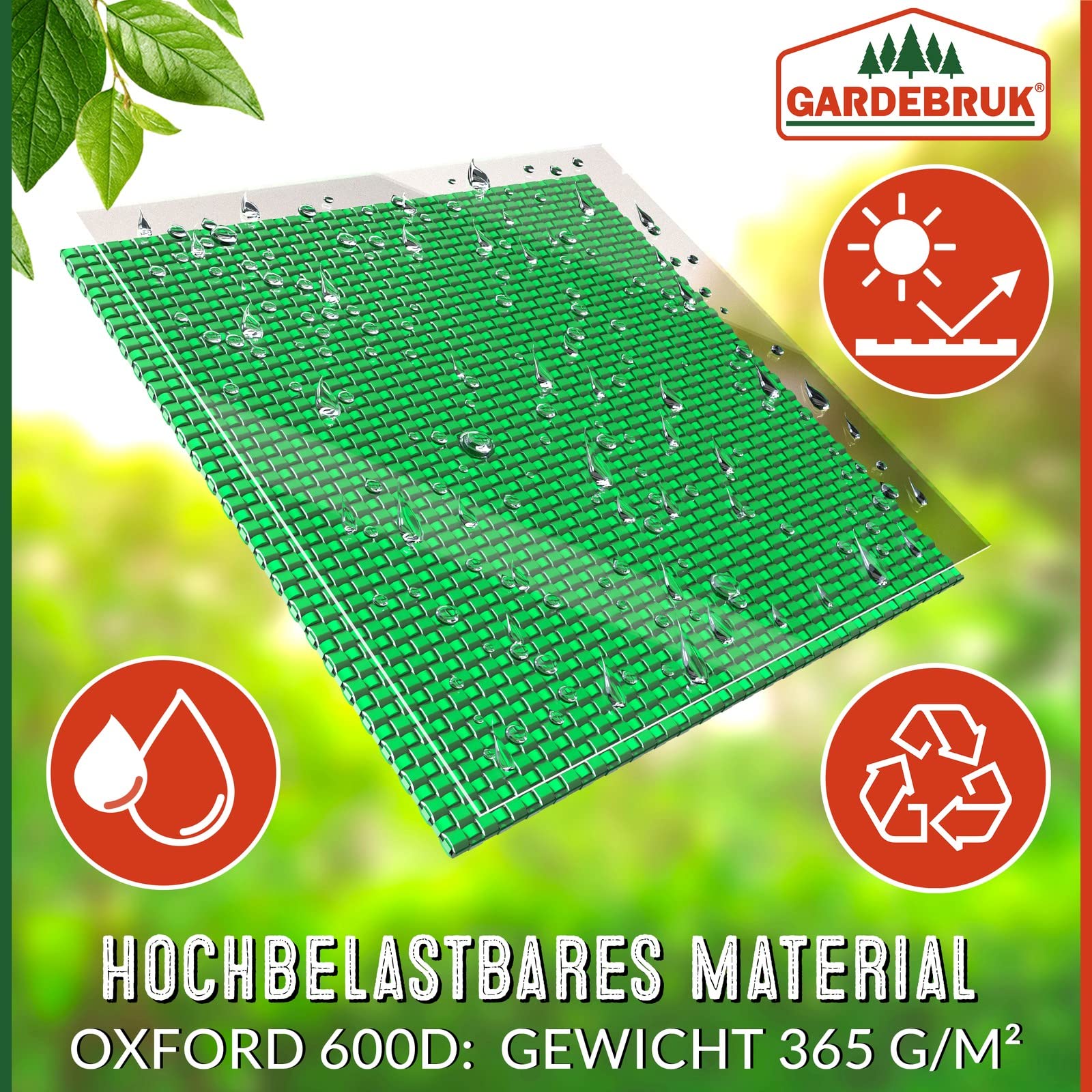 Gardebruk 3x Sacos para Desechos de Jardín XL hasta 30Kg 165L 70x55 Saco Plegable Hidrófugo Asas y Cordón