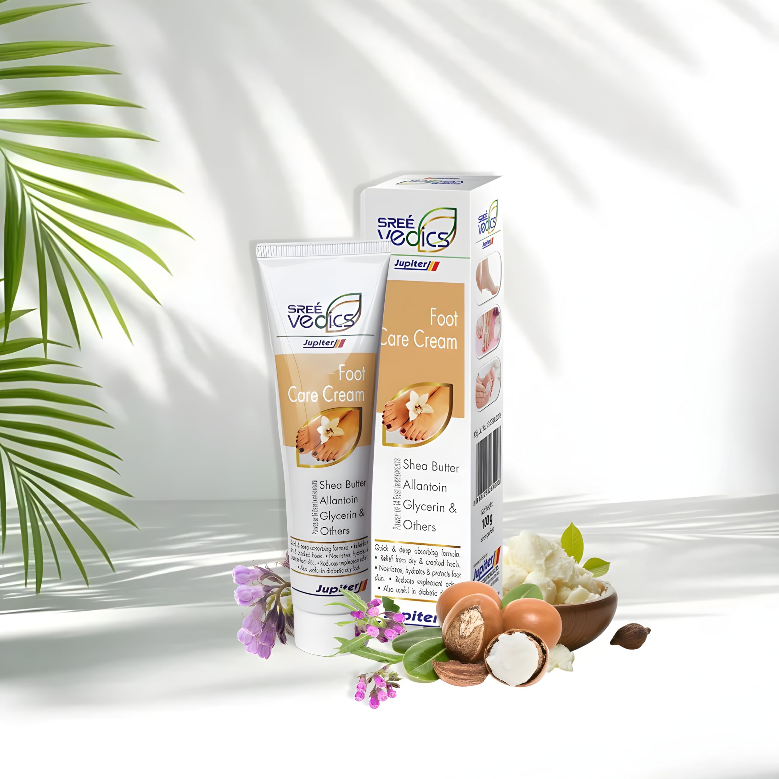 Foot Care Cream with Shea Butter, Allantoin, Glycerin for Dry, Cracked Heels, Diabetic Foot Care Cream 100G-image-49