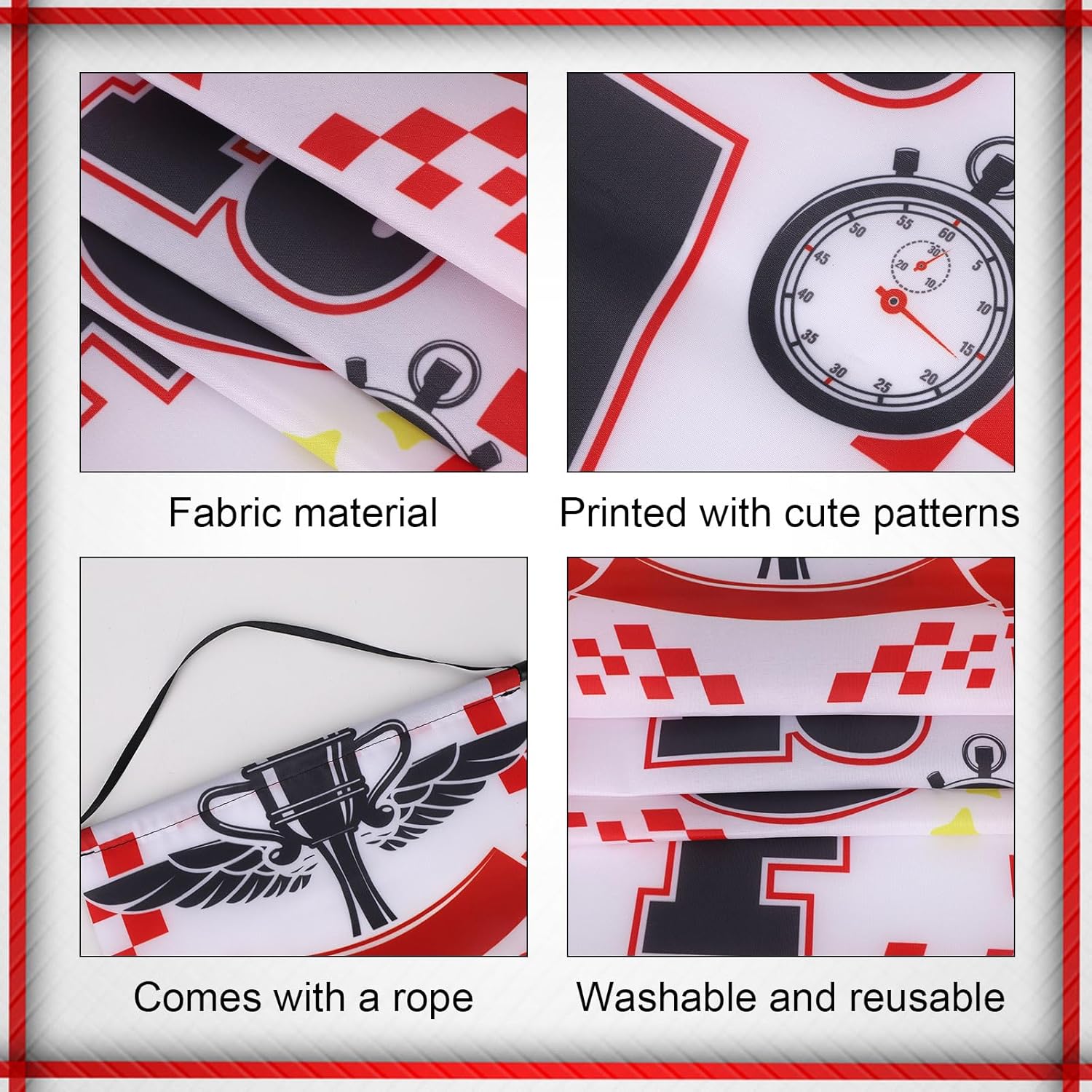 Welcome Race Fans Banner, Checkered Flag Racing Party Decorations for Birthday Race Car Party Supplies Photo Booth Props for Kids Boys