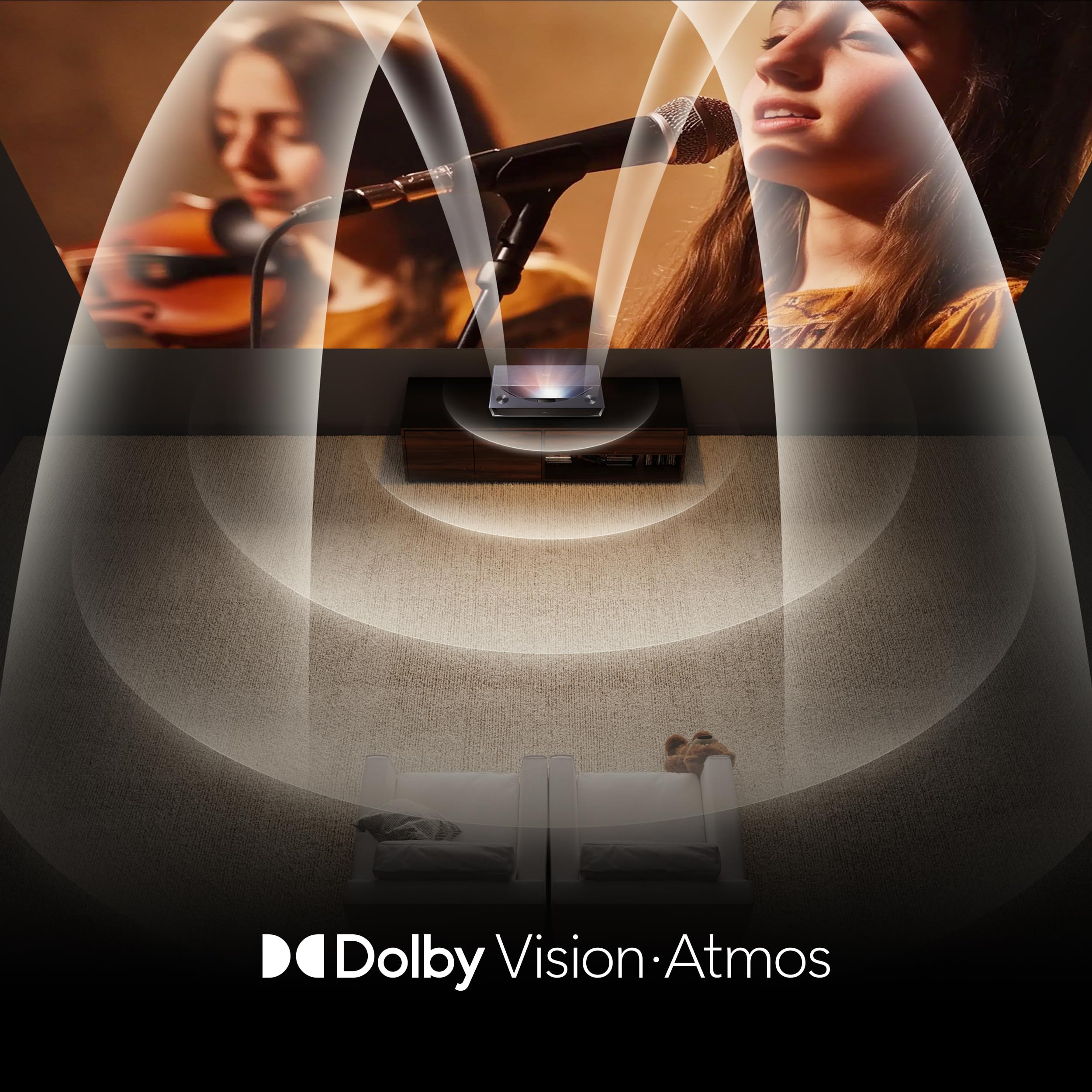 Hisense PT1SE - Vidéo-Projecteur Laser 4K Trichroma, Ultra Courte Focale (80" à 150"), 2300 Lumens ANSI, Dolby Vision & Atmos, Smart TV VIDAA, HDMI 2.1, Noir