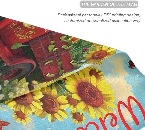 Miniatura 10 de Kcldeci Bandera de bienvenida para jardín de 18 x 24 pulgadas diseño de flor de Lis para carnaval banderas grandes verticales de doble cara para