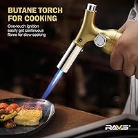 Vista 3 de RAVS Encendedor Antorcha de Butano con Diseño de Cobre Sólido, Encendedor Antorcha de Cocina con Llama Ajustable, Soplete Recargable para Crème