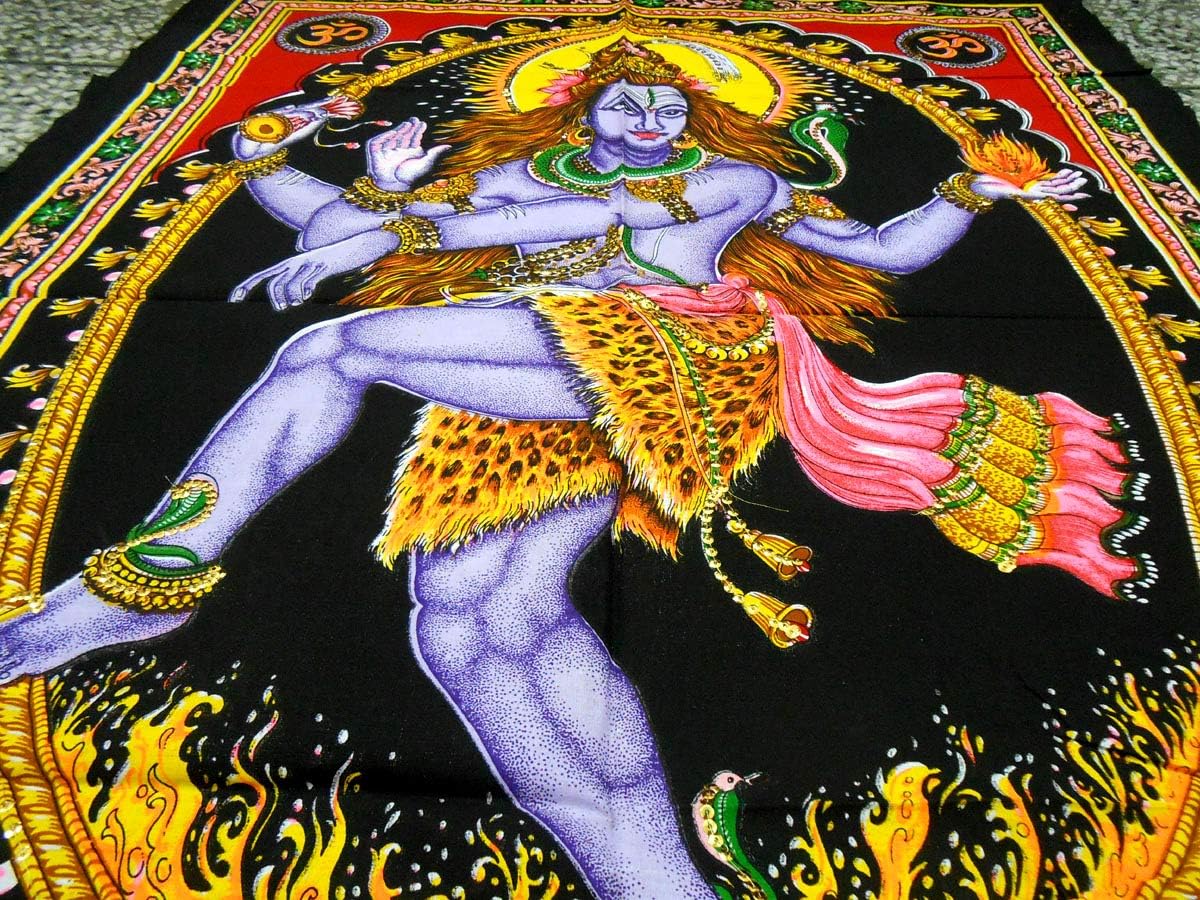 Dancing Shiva/Nataraja sequins Cotton Wall Hanging Yoga Painting : Size 43"x30" Inches