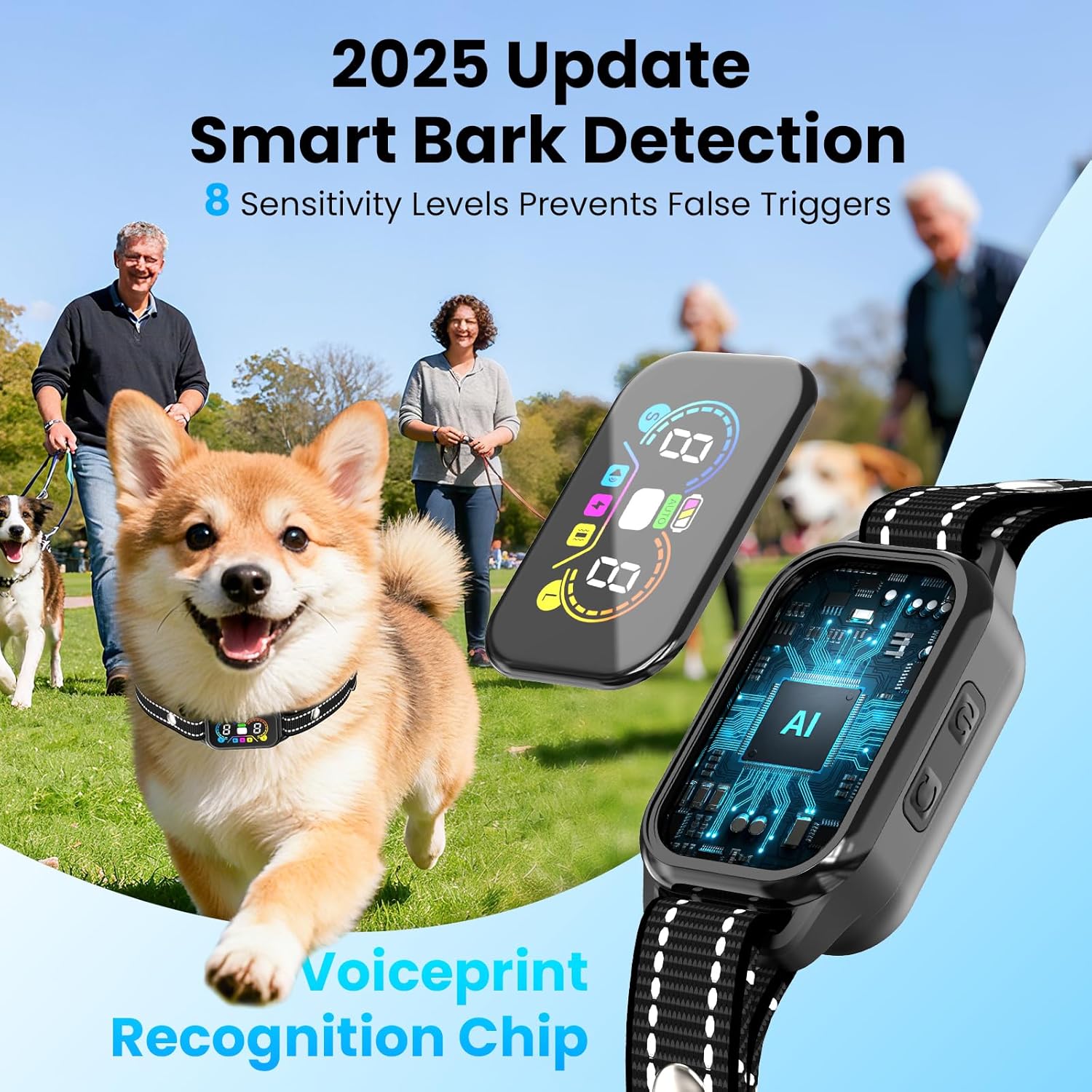 2 in 1 Dog Bark and Shock Collar - 4500FT Bark Collar with Remote, Voiceprint Recognition, Beep/Vibration/Shock Modes, 8 Sensitivity Levels, IP67 Waterproof, Portable Training Collar for 5-120lbs Dogs