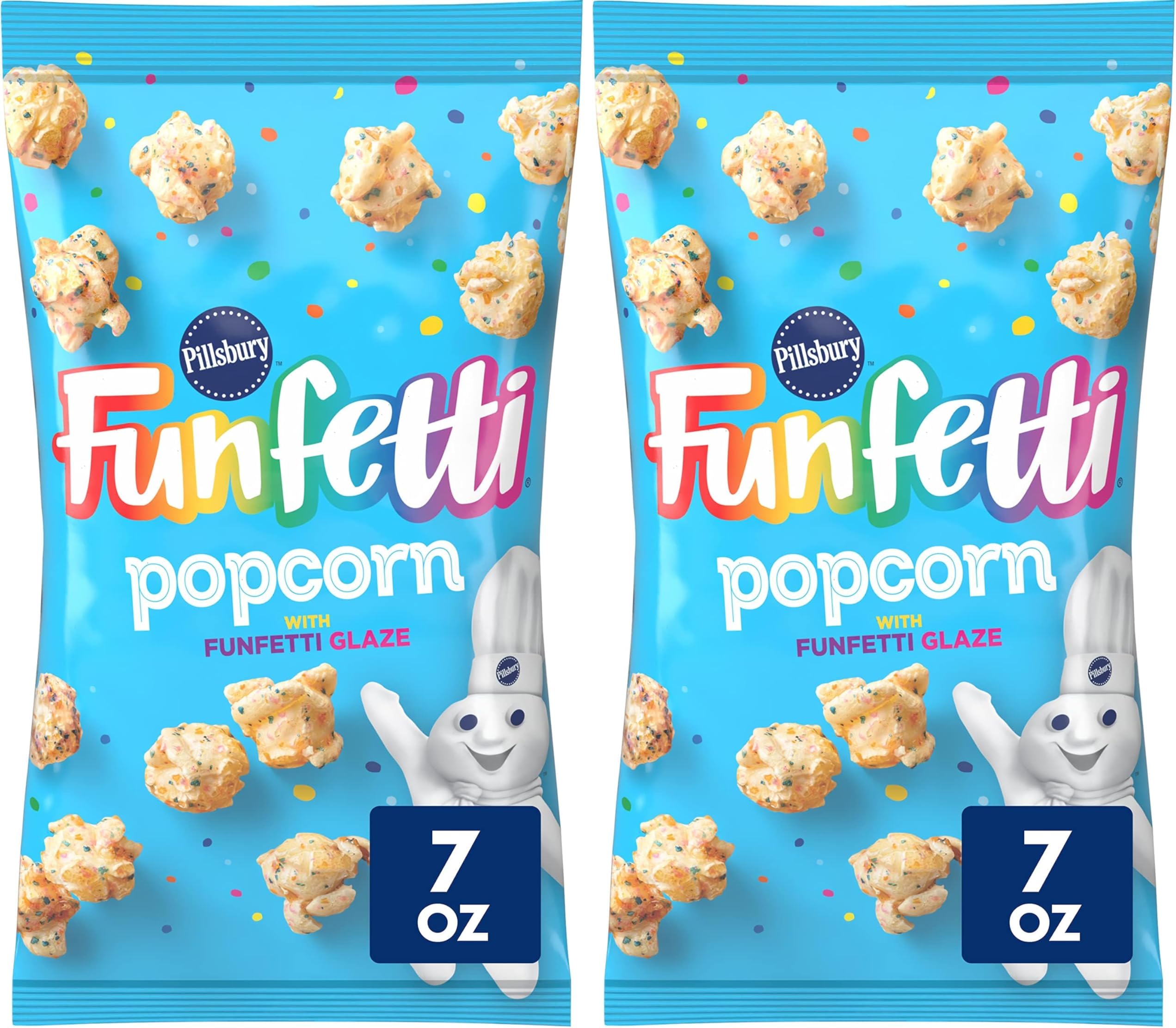 Pillsbury Funfetti Popcorn with Funfetti Glaze, Snack Bag, 7 oz (Pack of 2)