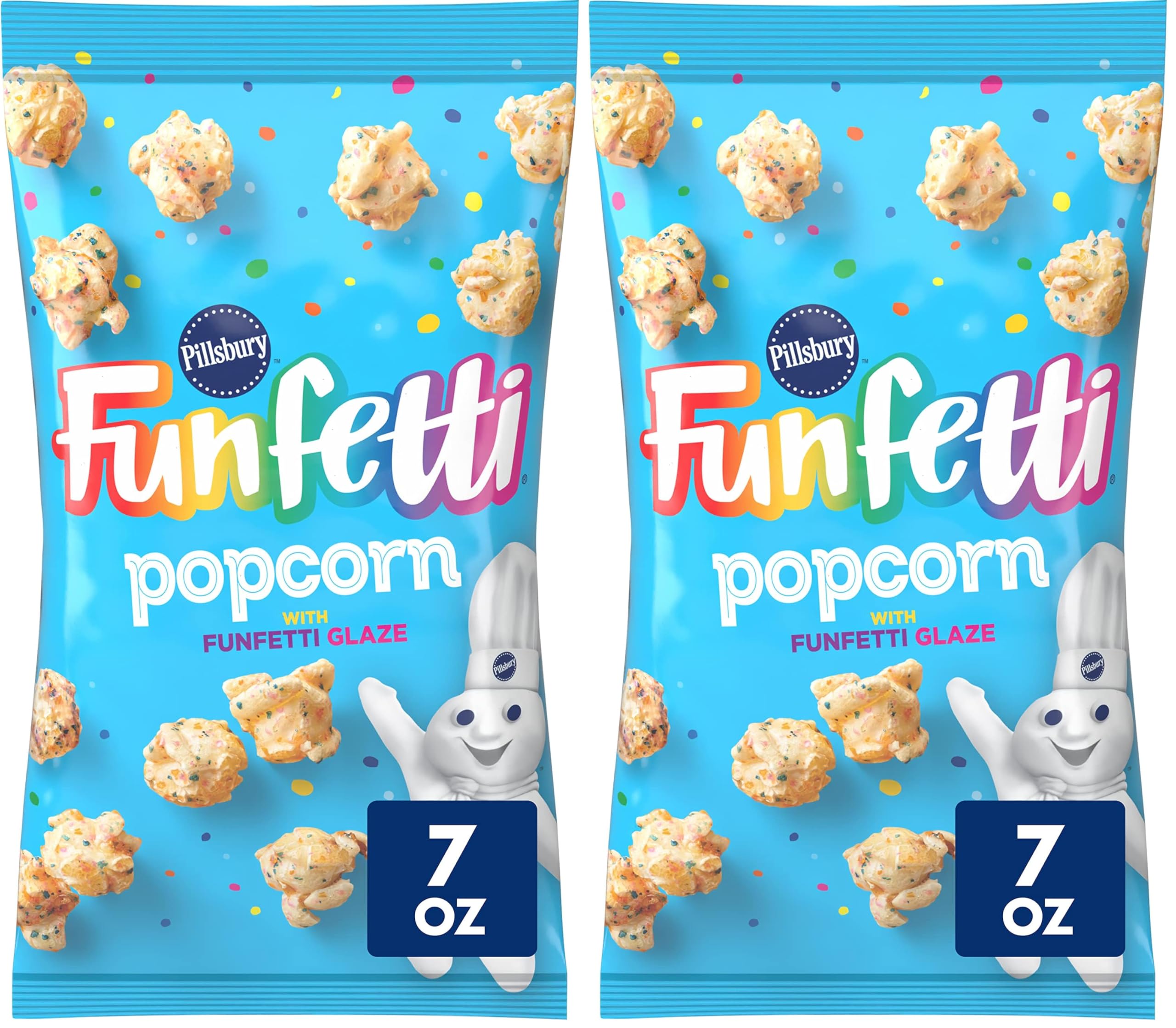 Pillsbury Funfetti Popcorn with Funfetti Glaze, Snack Bag, 7 oz (Pack of 2)