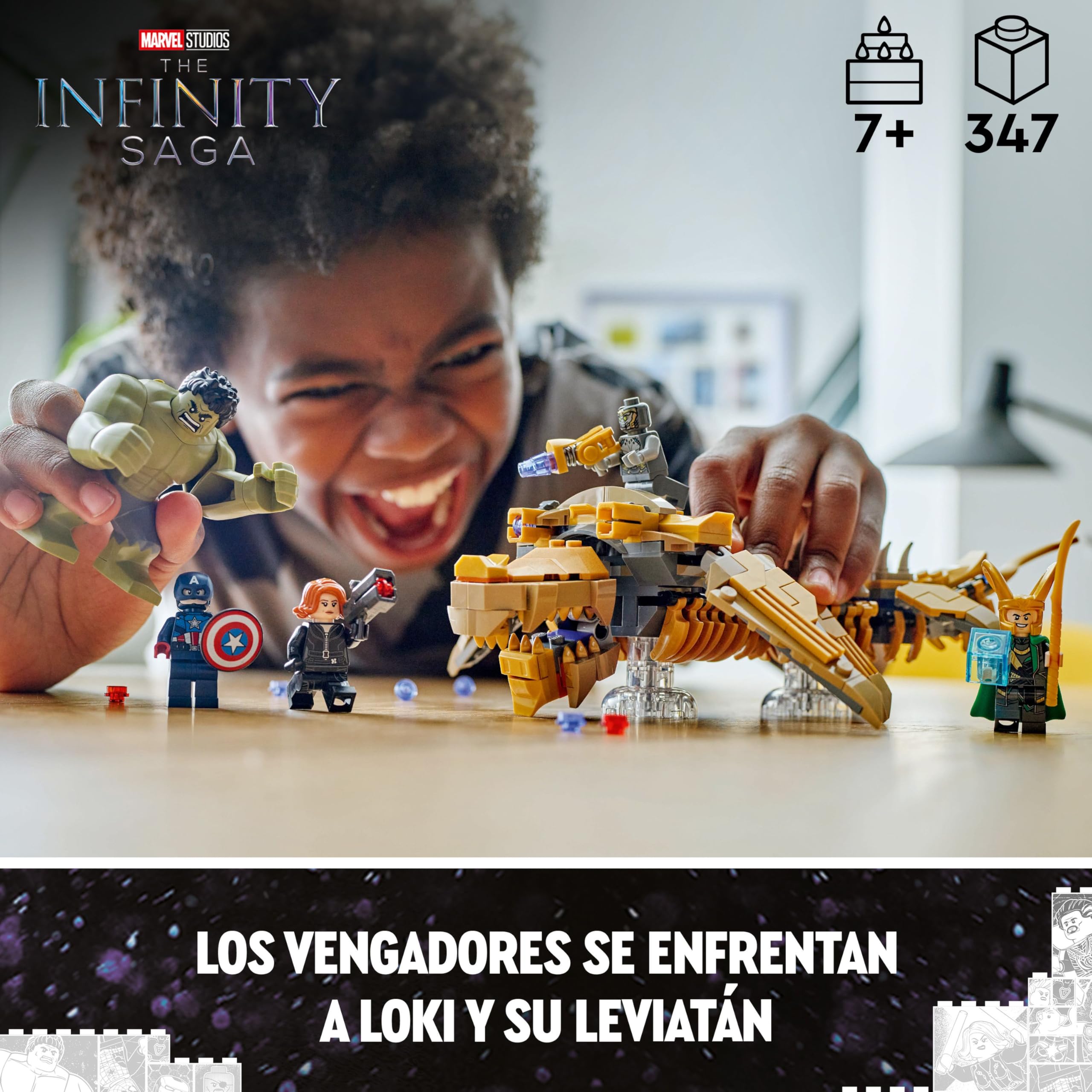 LEGO Marvel Vengadores vs. Leviatán Juguete de Superhéroes, Figura de Hulk y Minifiguras de Loki, Capitán América, Viuda Negra y Chitauri, Regalo para Niños y Niñas de 7 Años o Más 76290