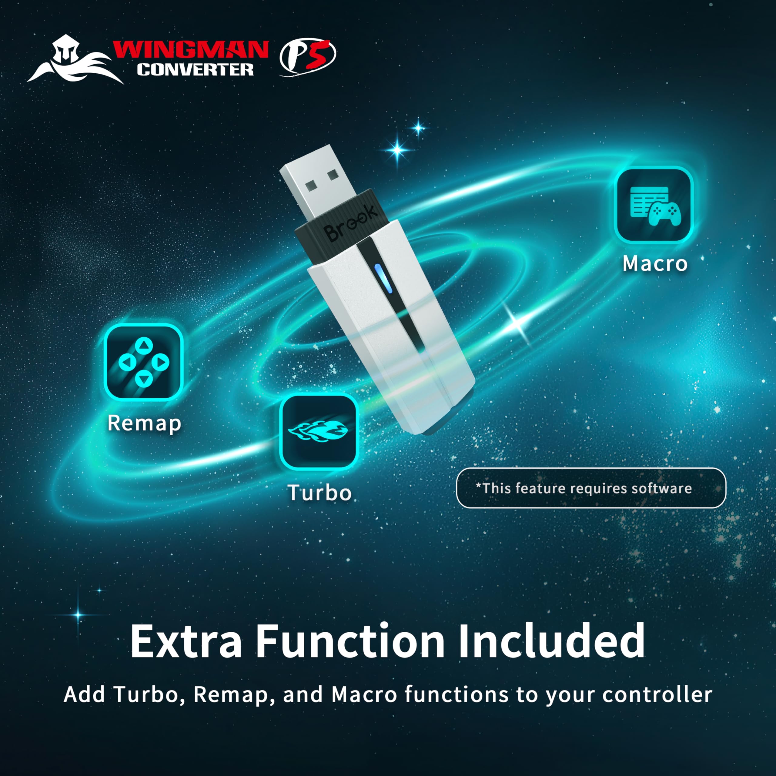 Brook Wingman P5 Convertitore Controller PC P5 P4 Wireless e Cablato Vibrazione Movimento Sei Assi Turbo Macro Remap Software Converter Center