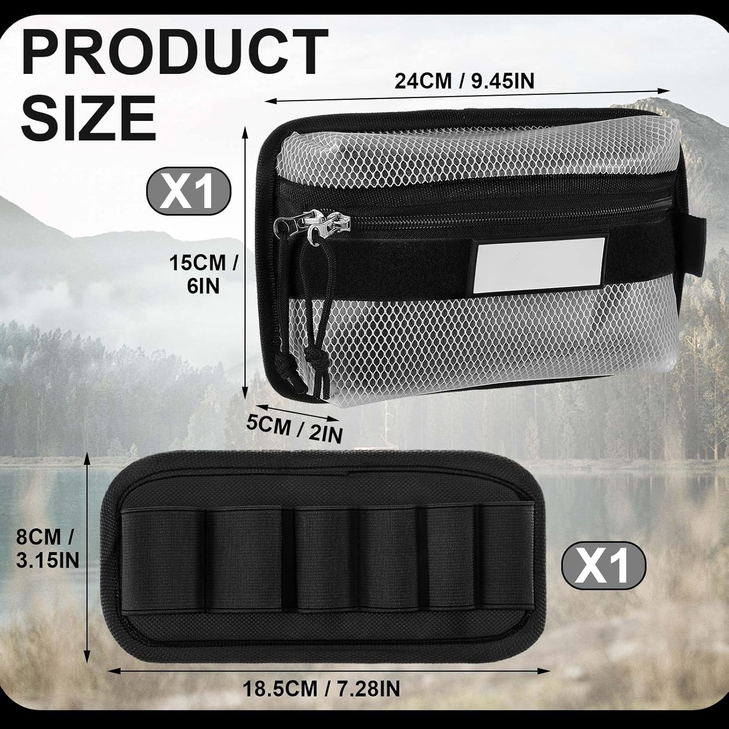 Aliceset Tactical Mesh Zipper Pouch and Elastic EDC Organizer Insert Panel, MOLLE Admin Pouch Modular EDC Tool Organizer Hook Back Utility Storage with Writeable ID Patch for Backpack Accessories - Image 2