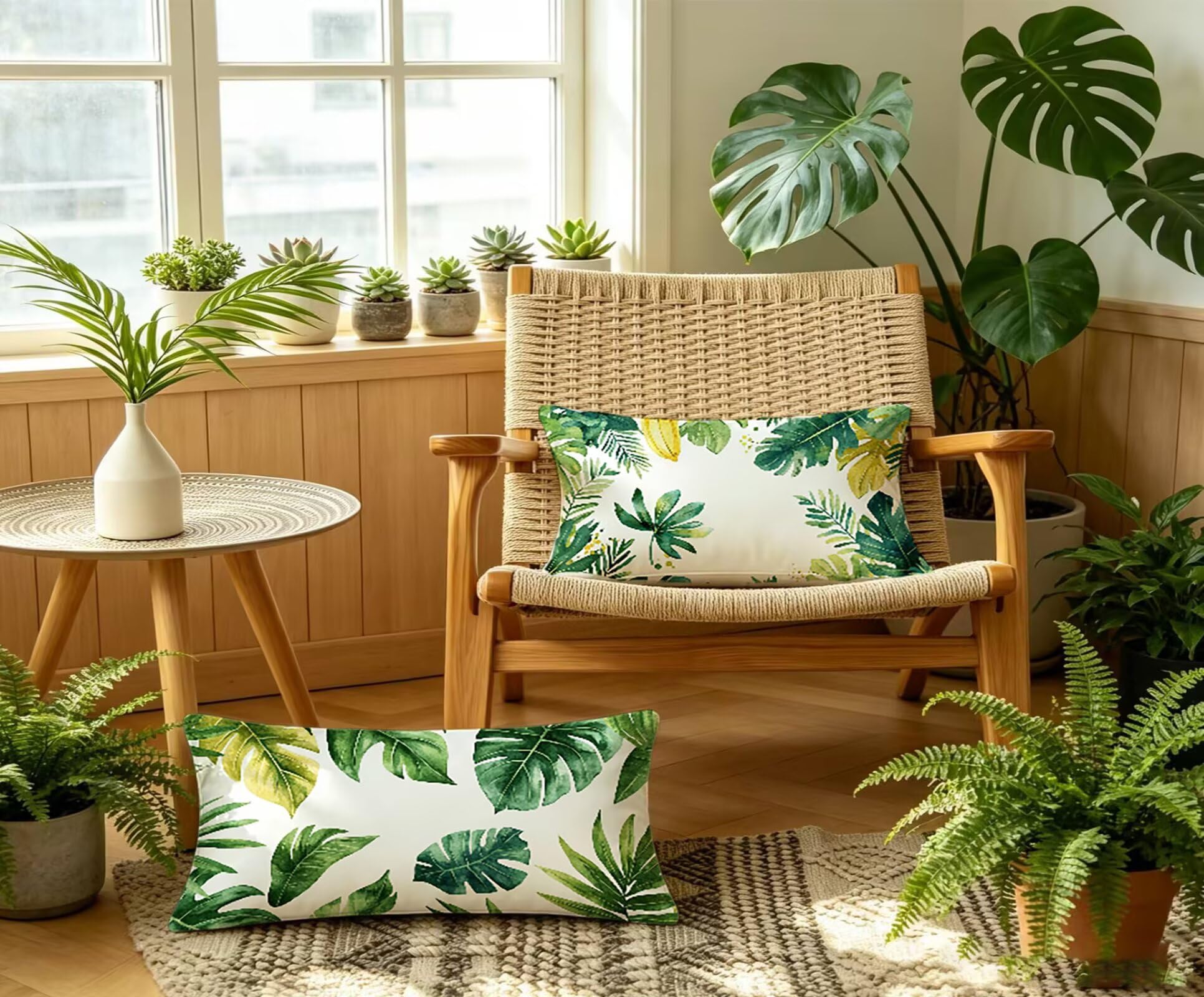 GrüN Kissenbezug 60x80 BläTter Kopfkissenbezug 2er Set,Wohnaccessoires & Deko,Weich und Atmungsaktiv Samt Stoff mit Verstecktem Reißverschluss für Bett Sofa Kissen Dekokissen-86041