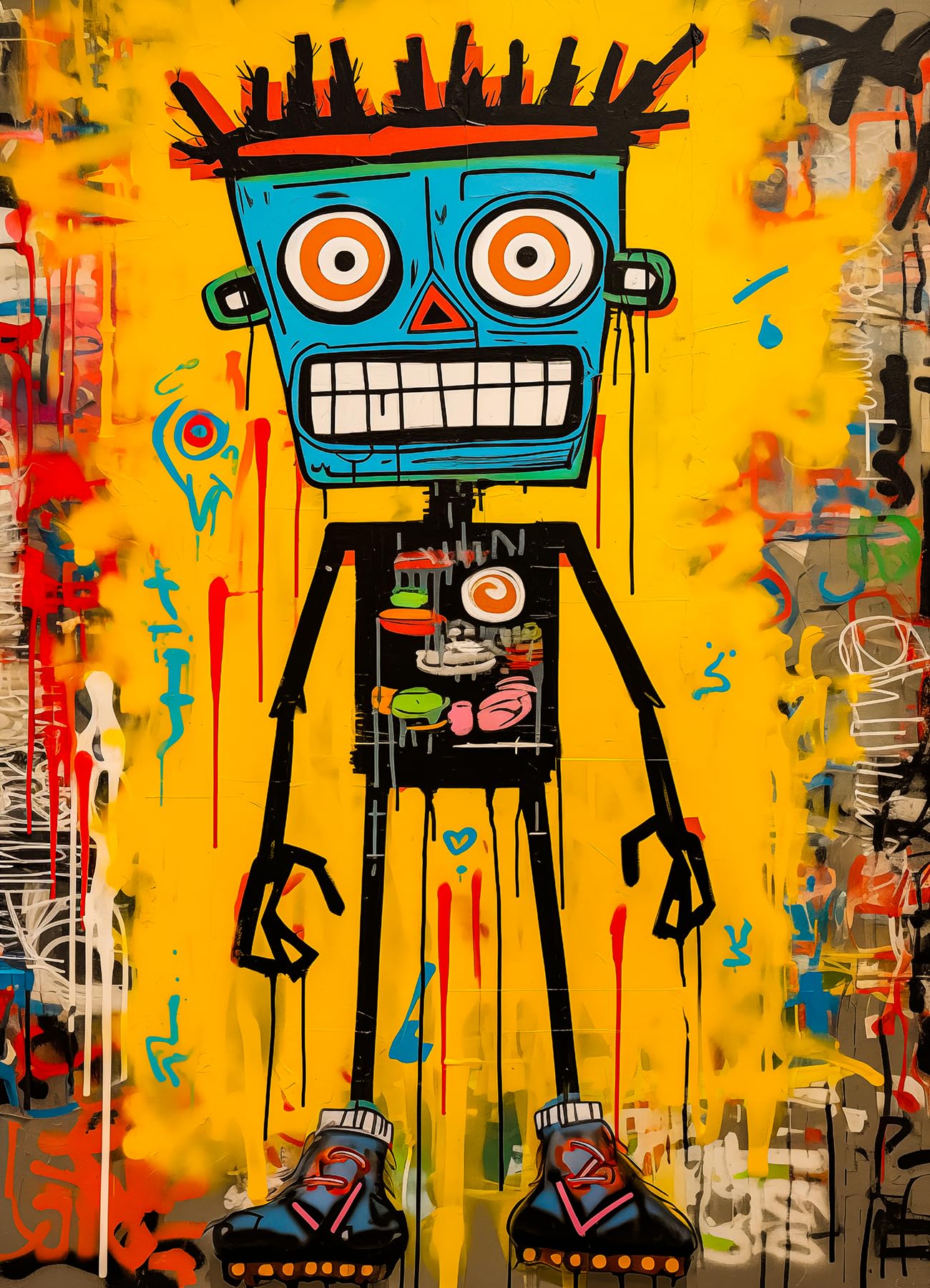 Cgoalmoer 1000 Piece Jigsaw Puzzle,Robot Puzzle with Abstract Neo-Expressionism Art & Luminous Yellow Highlights - Premium Quality & Vibrant Colors