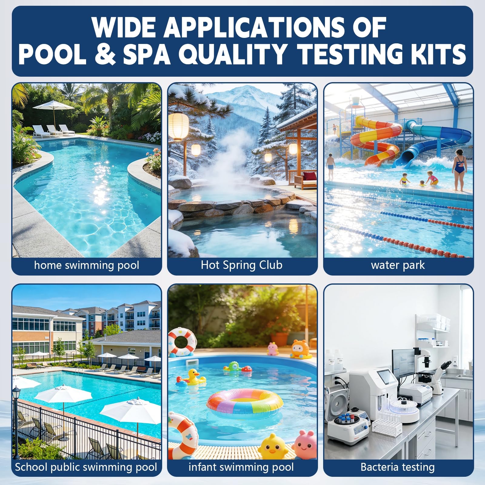 Tiras de prueba 8 en 1 para piscina, kit de prueba de agua de spa y jacuzzi, kit de prueba de agua de piscina para cloro libre, cloro total, bromo, pH, alcalinidad, dureza, ácido cianúrico