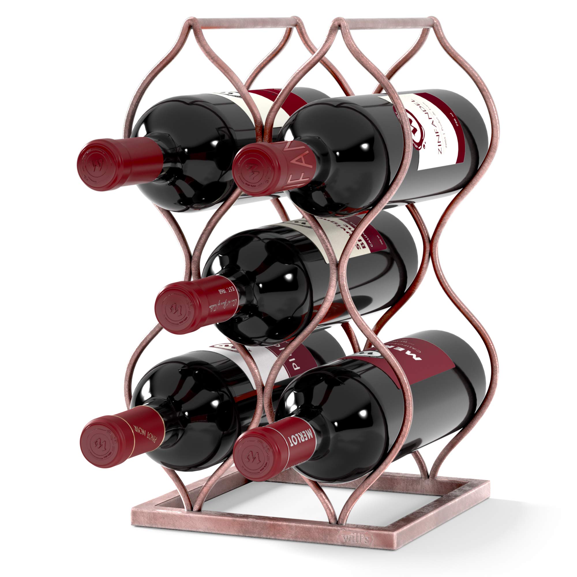 Will's Tabletop Wine rack - Imperial Trellis (5 Bottle, Rose Gold