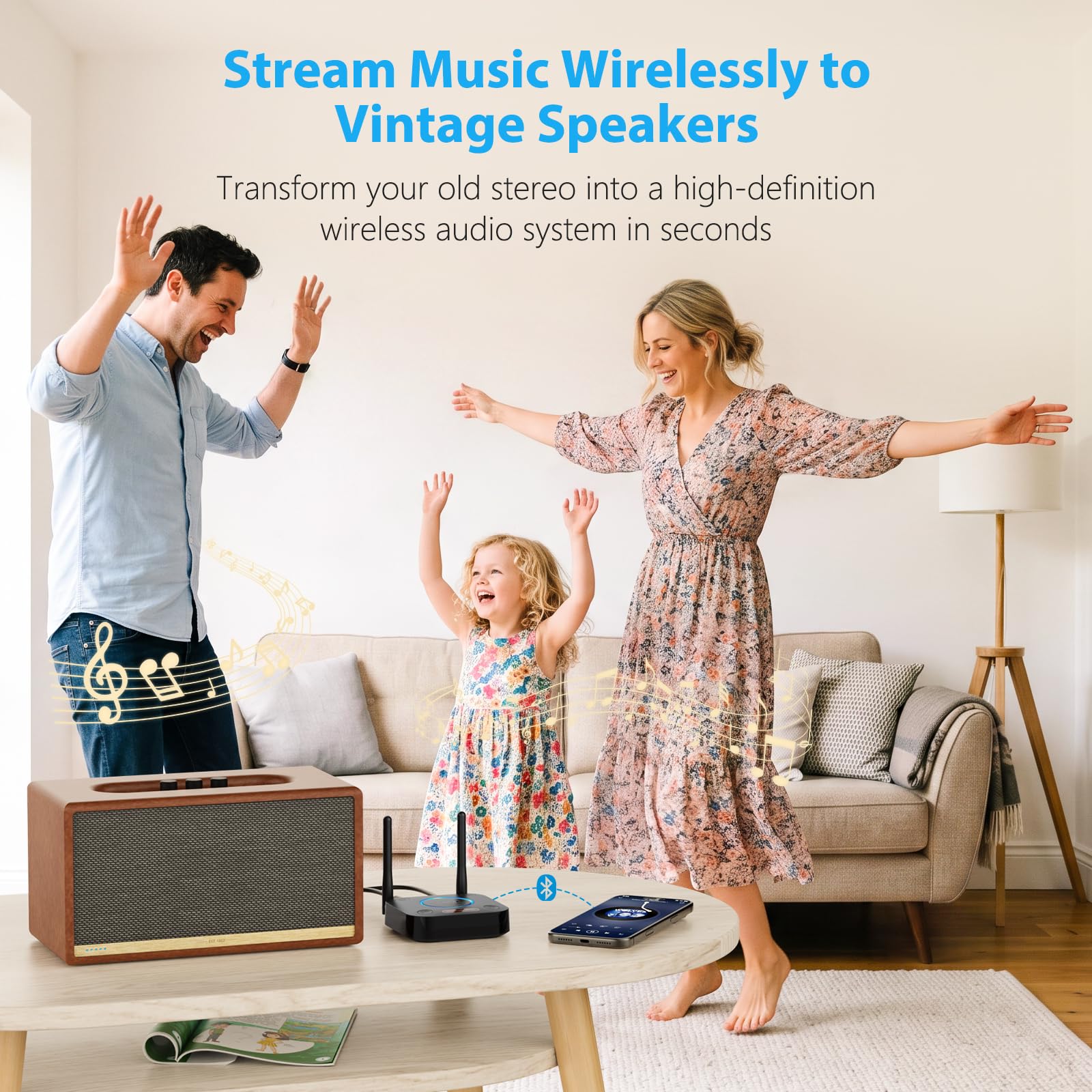 [Upgraded] 1Mii B06Pro Long Range Bluetooth Receiver, HiFi Wireless Audio Adapter, Bluetooth 5.3 Receiver with 3D Surround aptX HD Low Latency Optical RCA AUX 3.5mm Coaxial for Home Stereo System — Amazon image 3