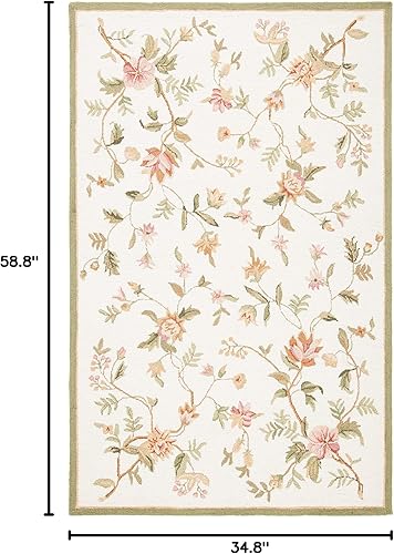 Miniatura 2 de SAFAVIEH Chelsea Collection - Alfombra decorativa de 2 pies 9 pulgadas x 4 pies 9 pulgadas, marfil, lana de campo francesa enganchada a mano, ideal