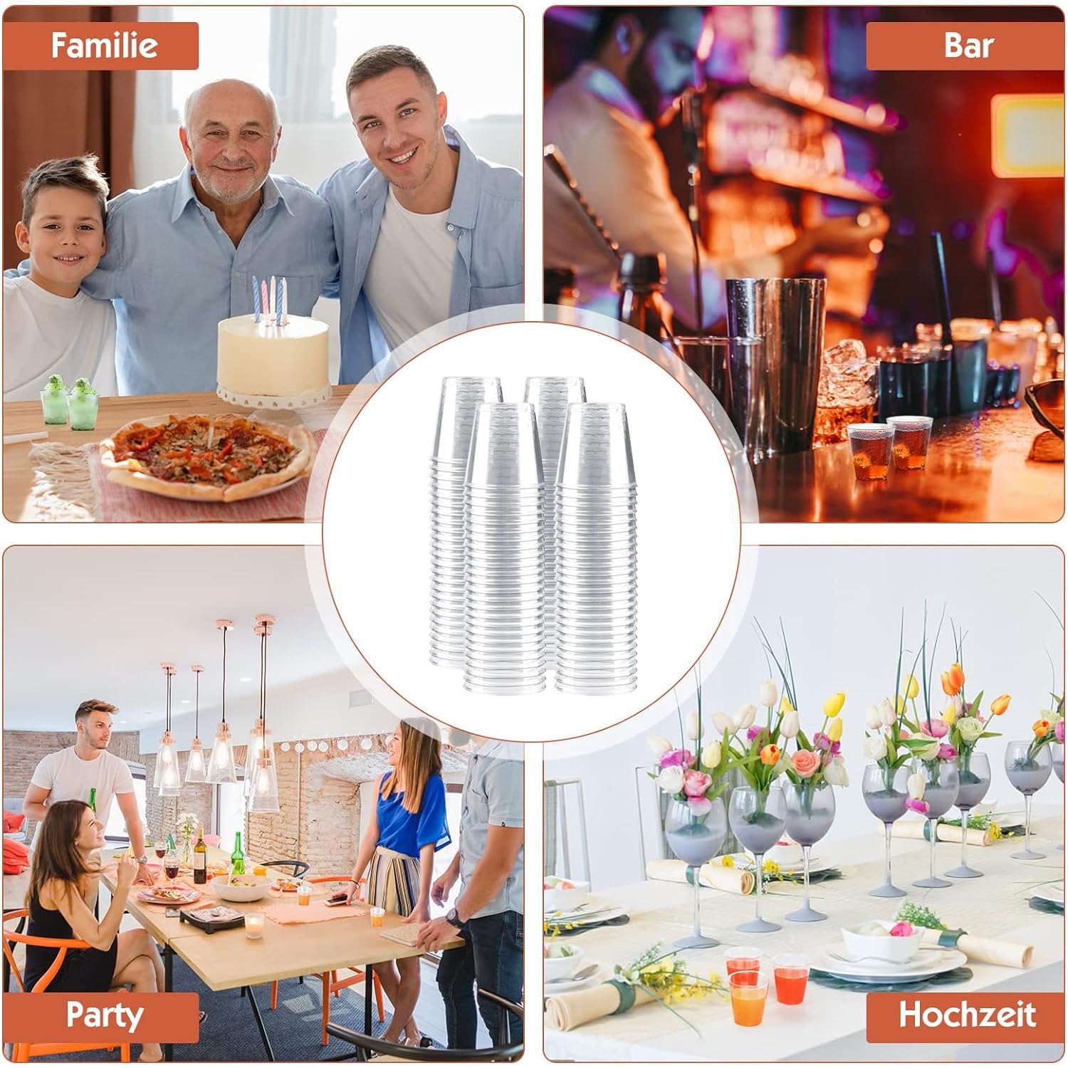 100 sztuk plastikowych kieliszków do wódki, 3 cl/30 ml, plastikowe kubki, kieliszki do wódki z tworzywa sztucznego, wielokrotnego użytku, na imprezy, Boże Narodzenie