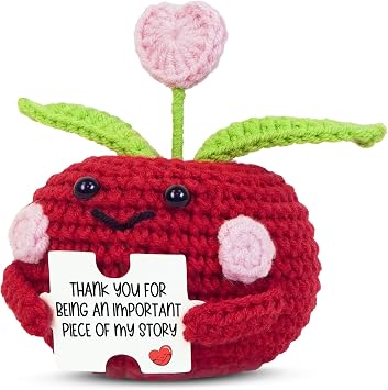 OASSIE Teacher Appreciation Gifts - 4x4 Porcelain Jewelry Dish Tray & Handmade Positive Apple Crochet with Message Card - Teachers Day Graduation End of The Year Birthday Thank You Gifts for Women