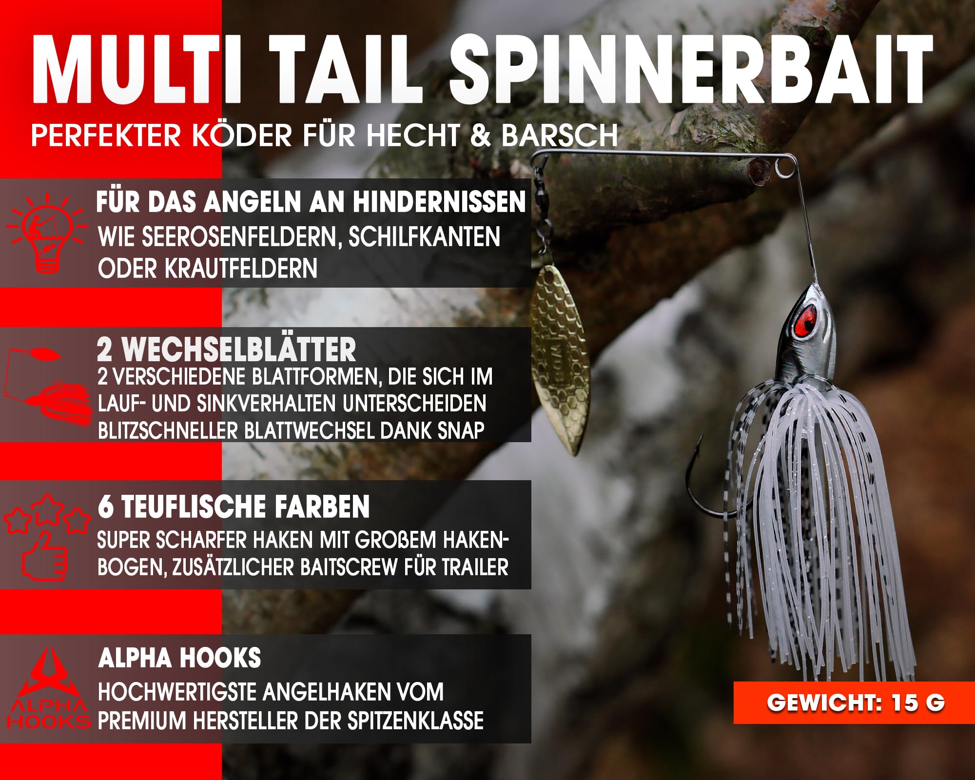 Wild Devil Baits Multi Tail Spinnerbait Spinner Bait Esca artificiale Spin Jig Esca da pesca persico luccio luccioperca