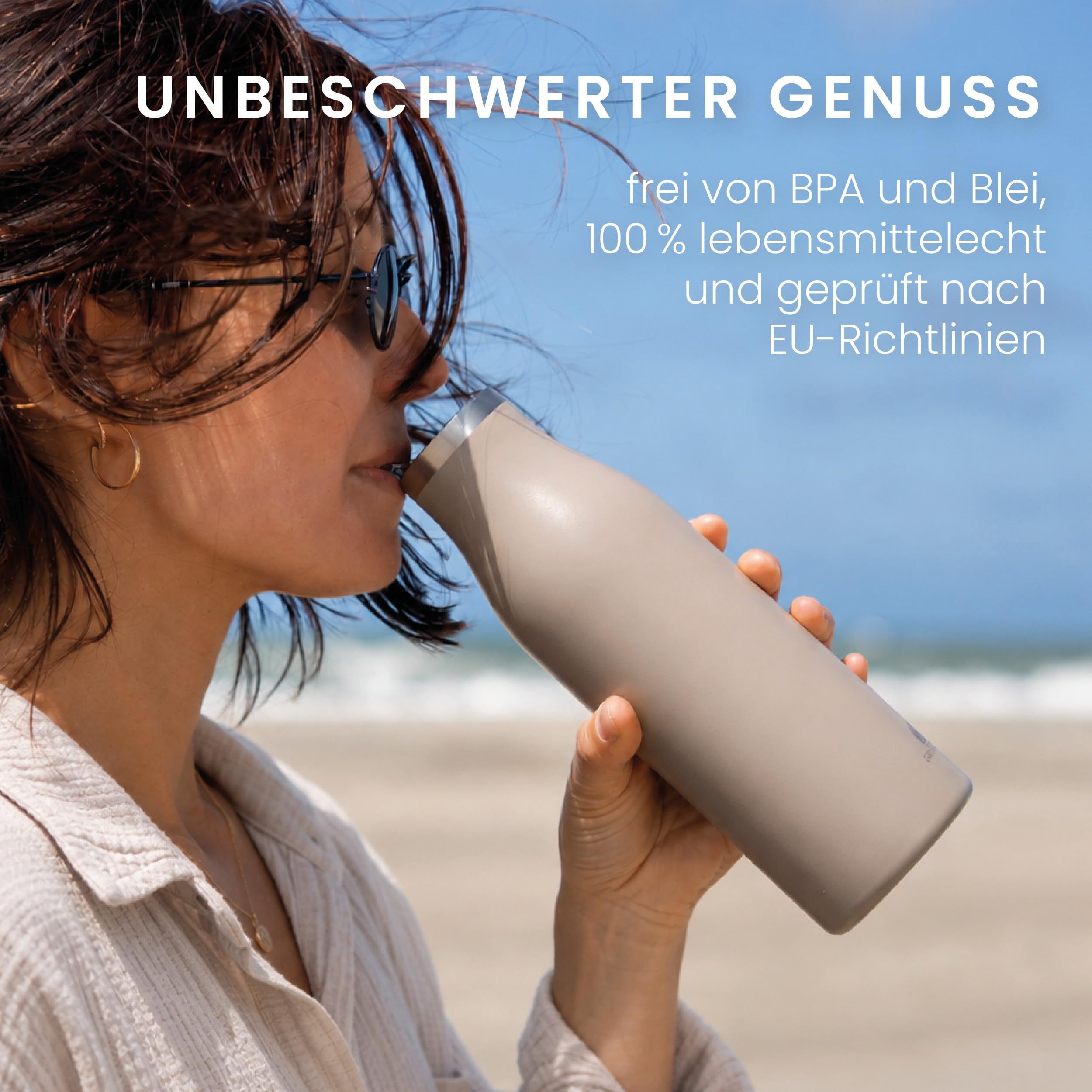 Groenenberg Trinkflasche Edelstahl 500ml oder 750ml | 100% Auslaufsicher | Thermosflasche Kohlensäure geeignet | Isolierflasche Trinkflasche Sport